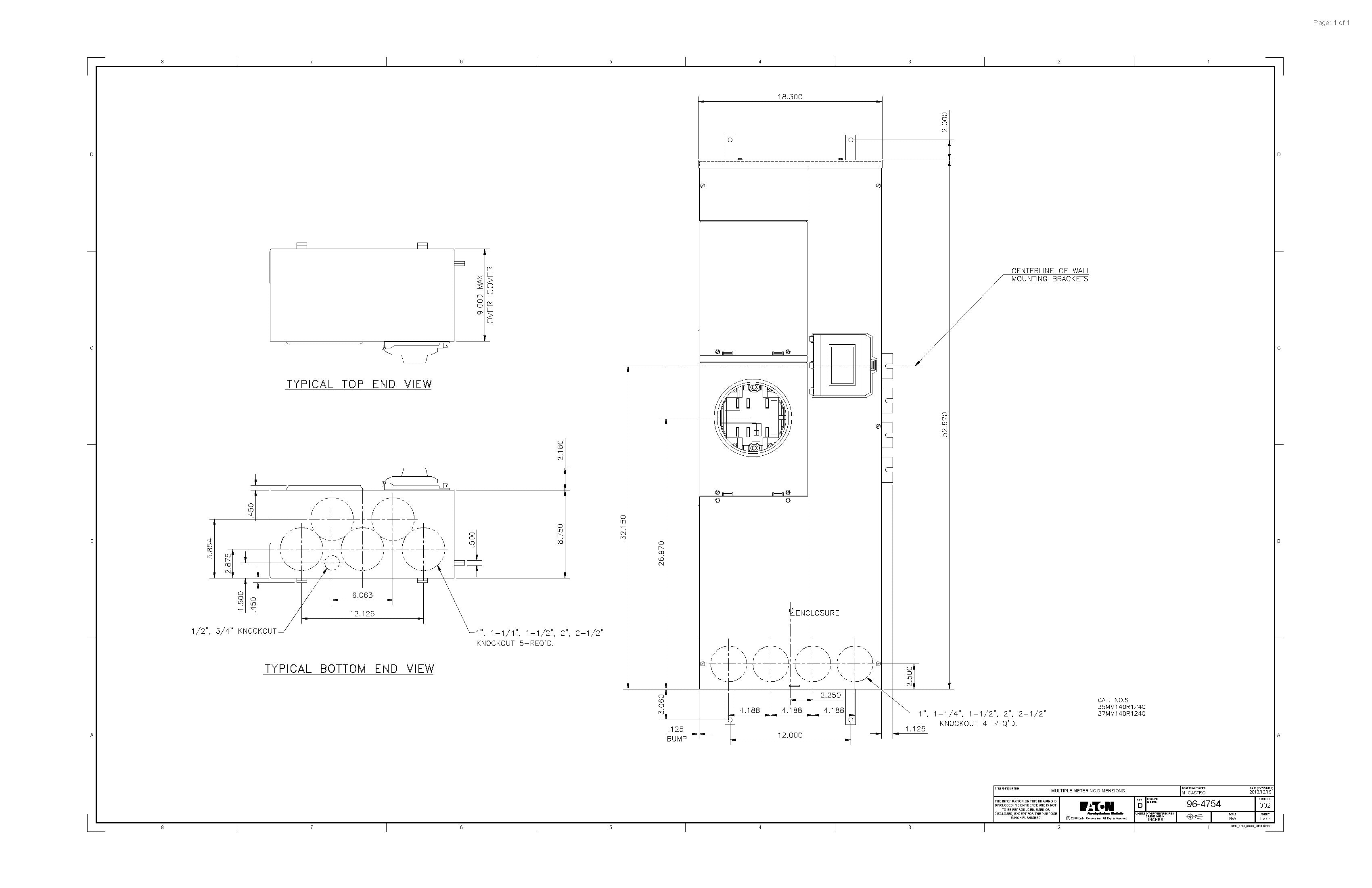 Eaton 37mm140r1240 Three Phase Commercial Meter Stack