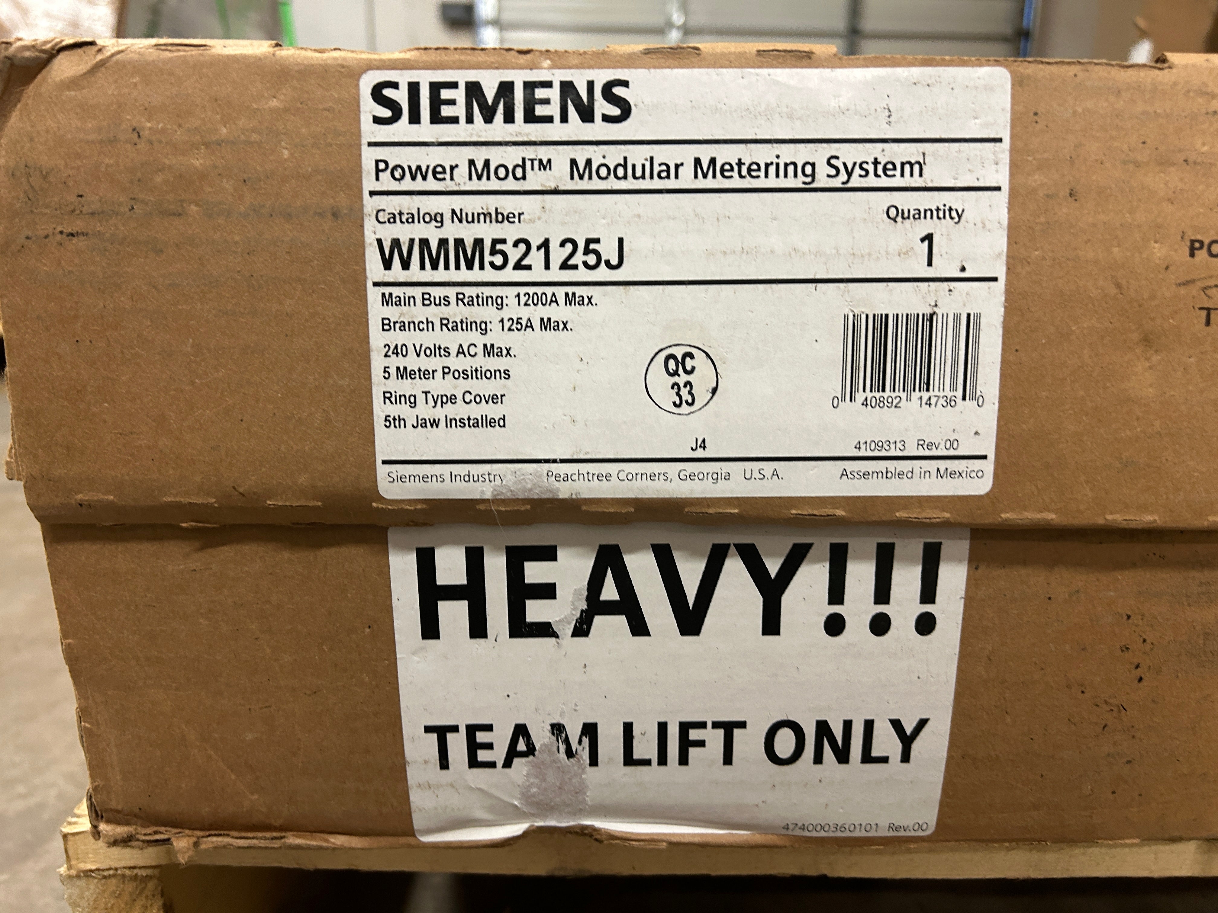 Siemens WMM52125J 3PH In / 1PH Out 5 Gang 125A Socket Ring Type Meter Stack