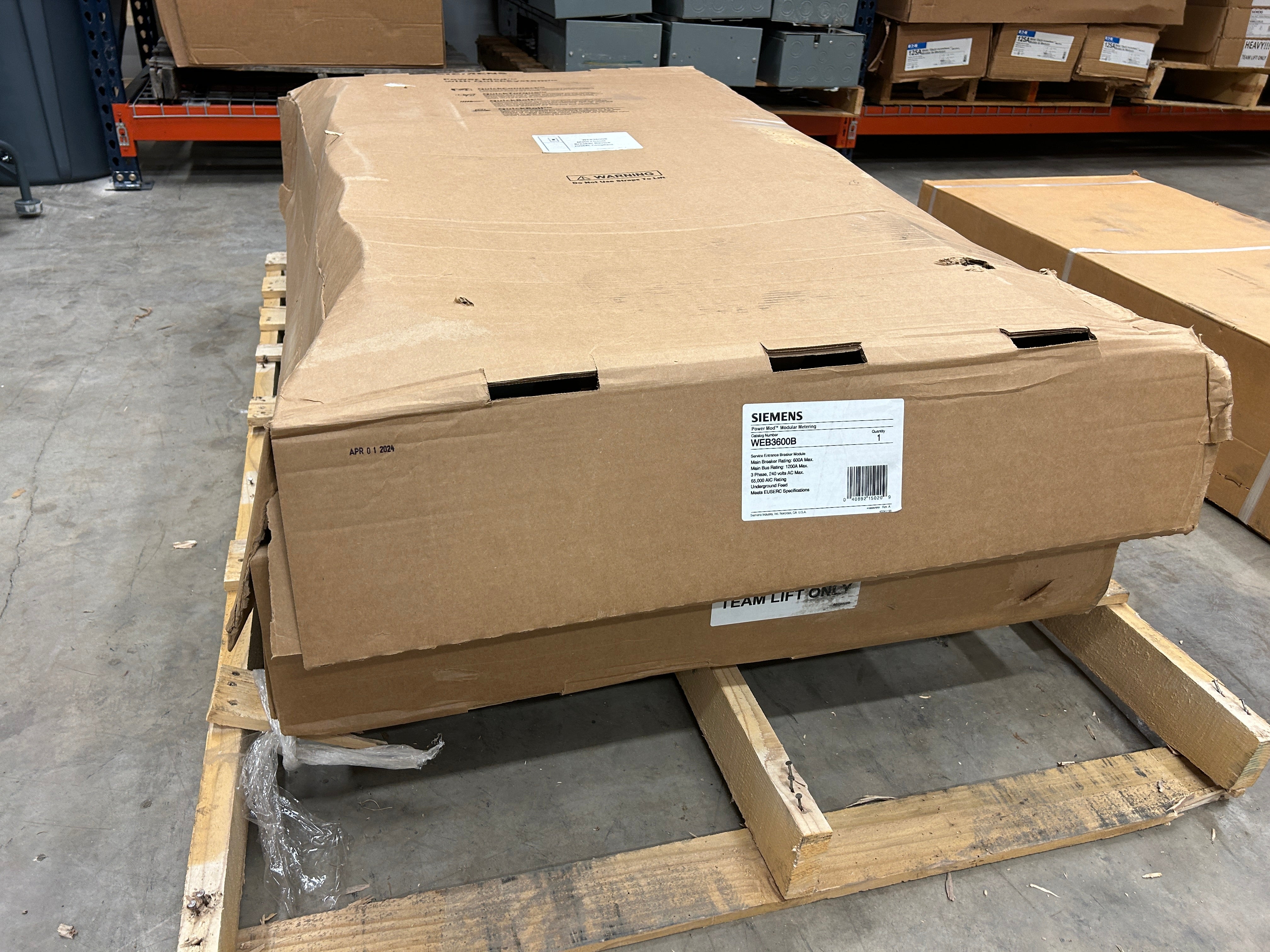 Siemens WEB3600B 3 Phase 600 Amp EUSERC Main Circuit Breaker Disconnect