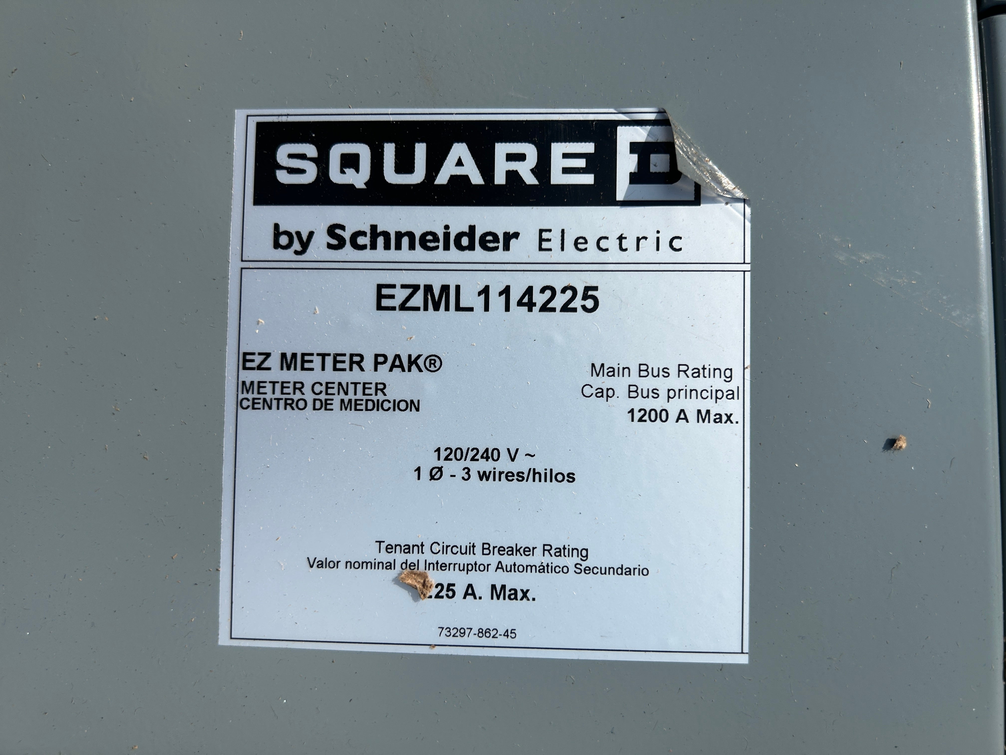 Square D EZML114225 1PH In / 1PH Out 4 Gang 225A Socket Ringless Lever Bypass Meter Stack