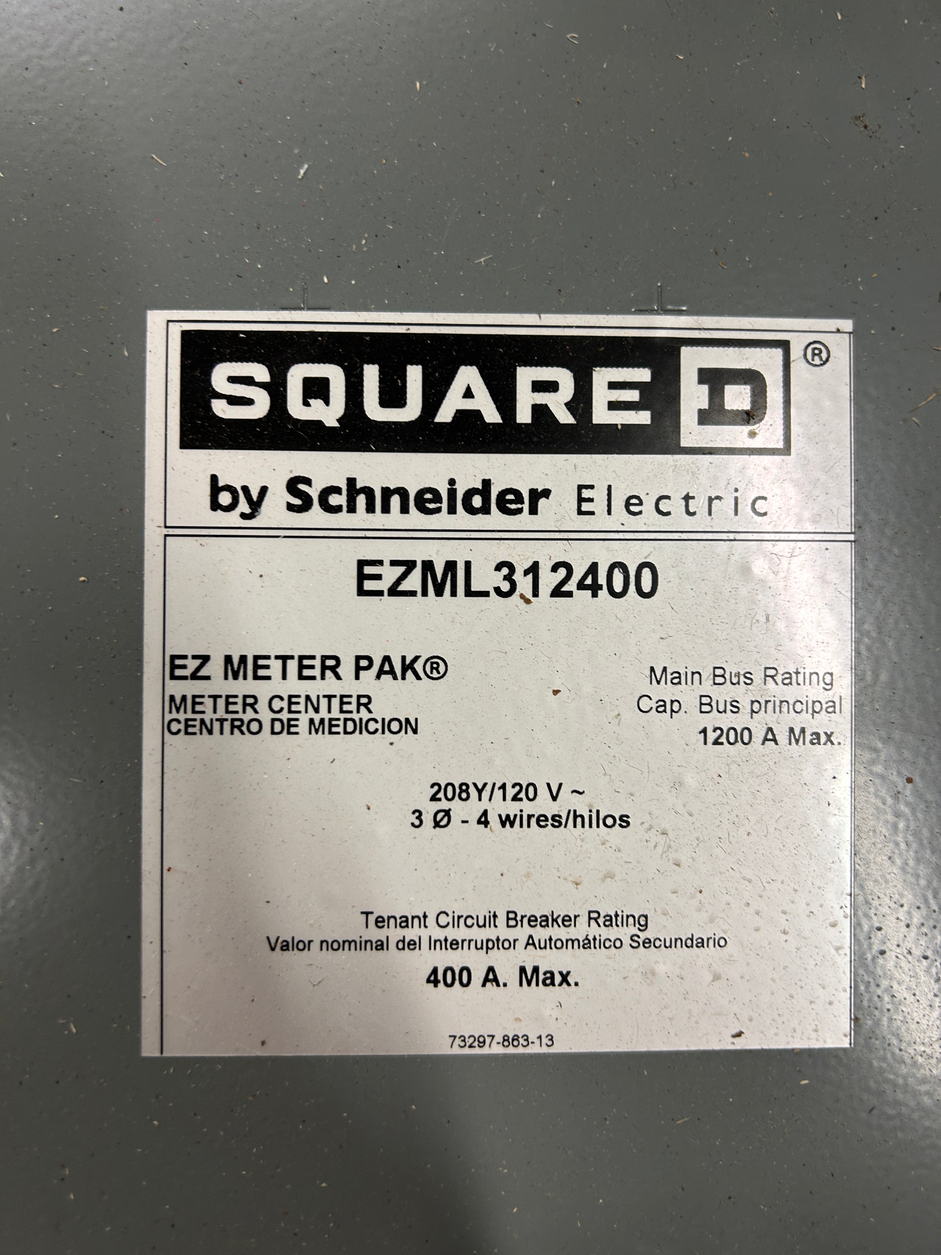 Square D EZML312400 3PH In / 1PH Out 2 Gang Ringless Lever Bypass 400A Factory Installed Breaker at Each Socket Meter Stack