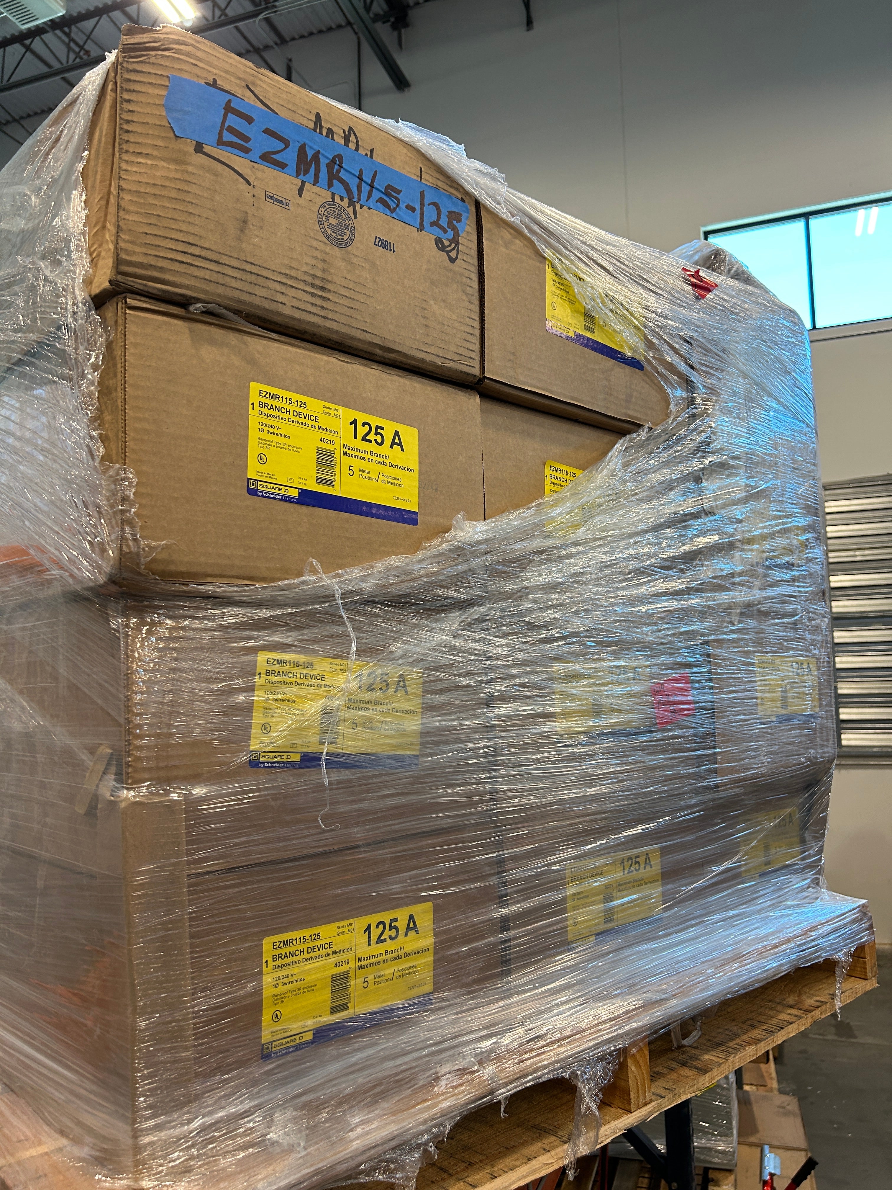 Square D EZMR115125 1PH 5 Gang 125A Socket Ringless Meter Stack