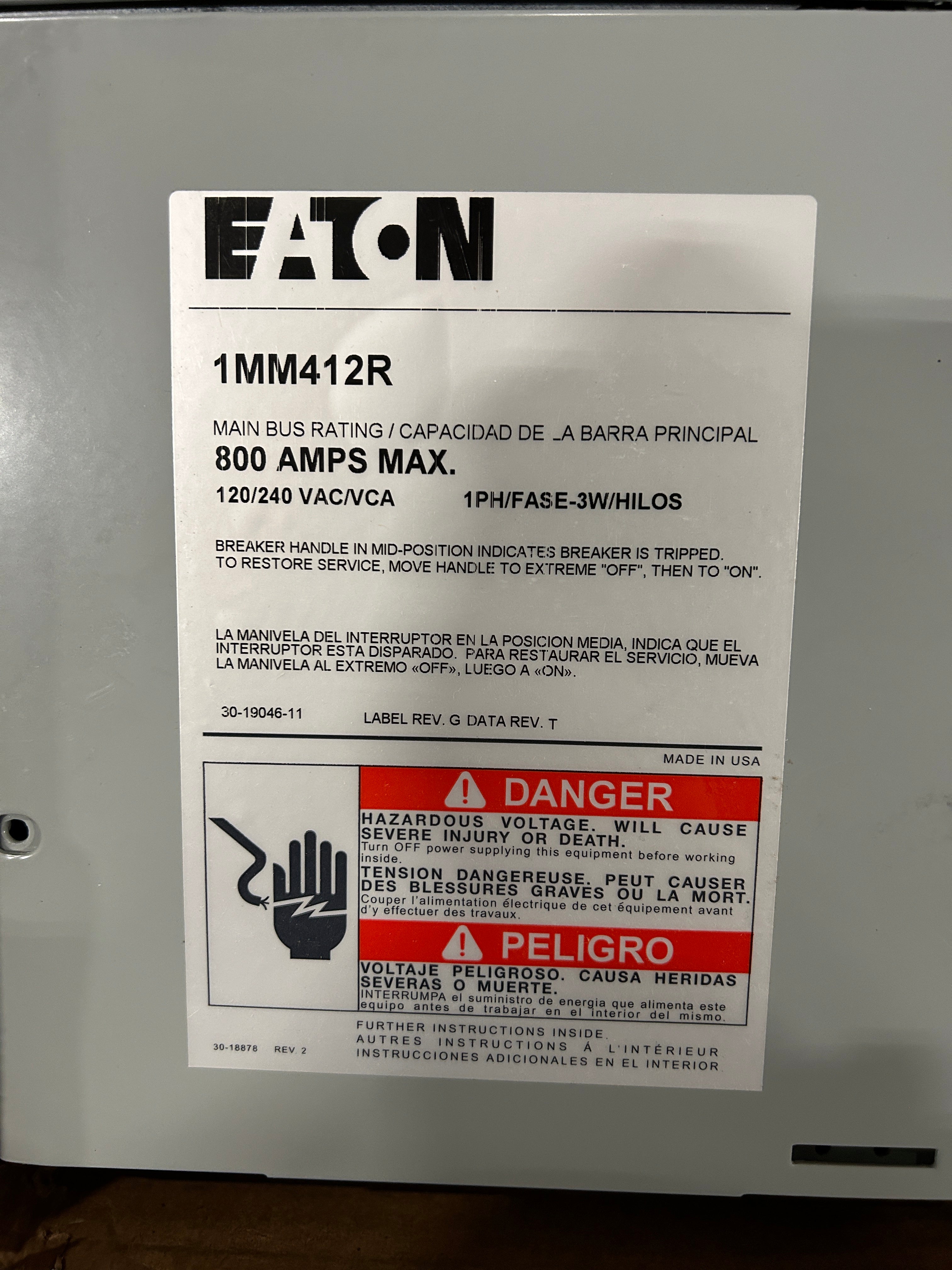 Eaton 1MM412R 1PH In / 1PH Out 4 Gang 125A Socket Ringed Meter Stack