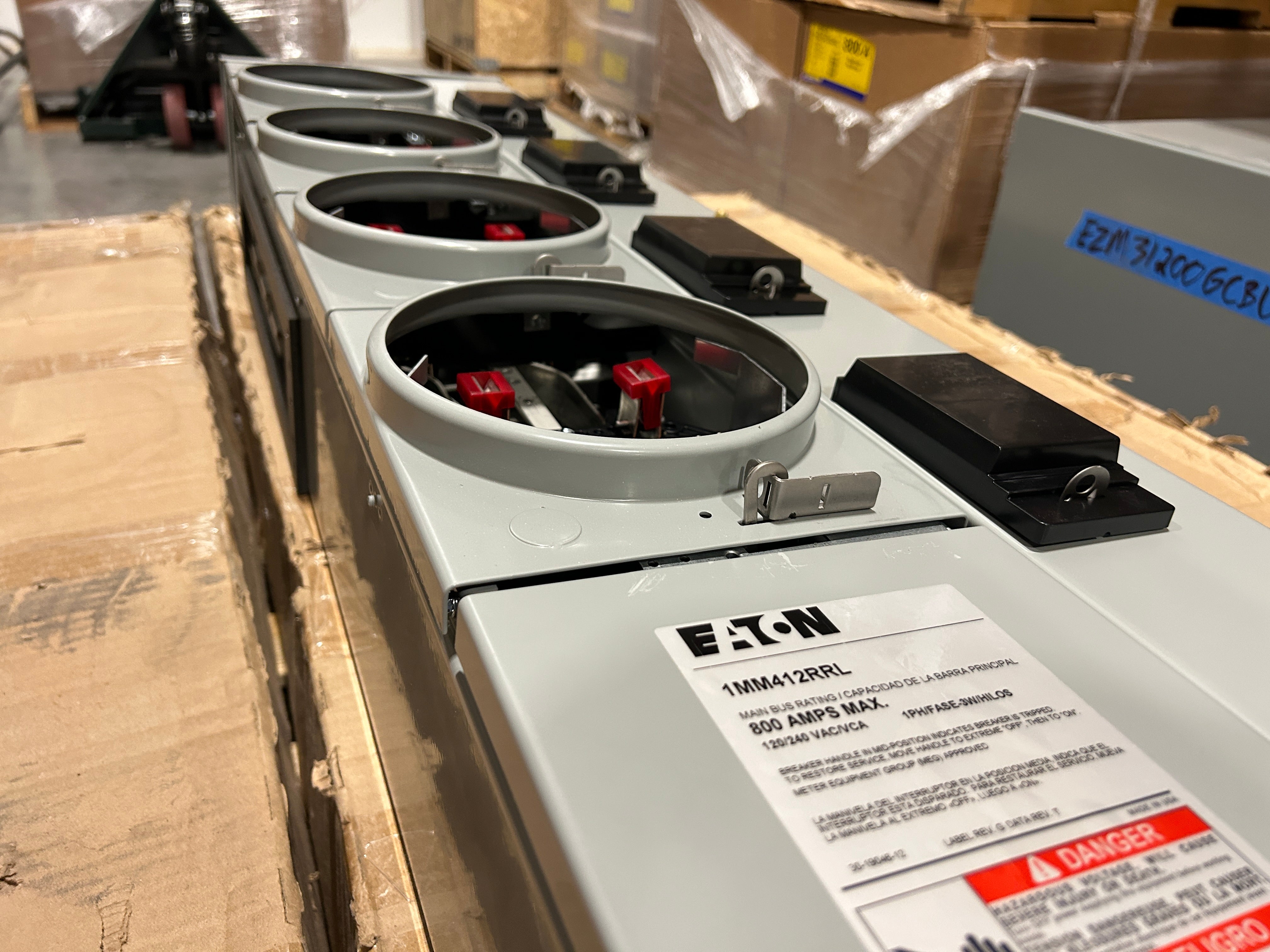 Eaton 1MM412RRL 1PH In /1PH Out 4 Gang 125A Socket Ringless Meter Stack