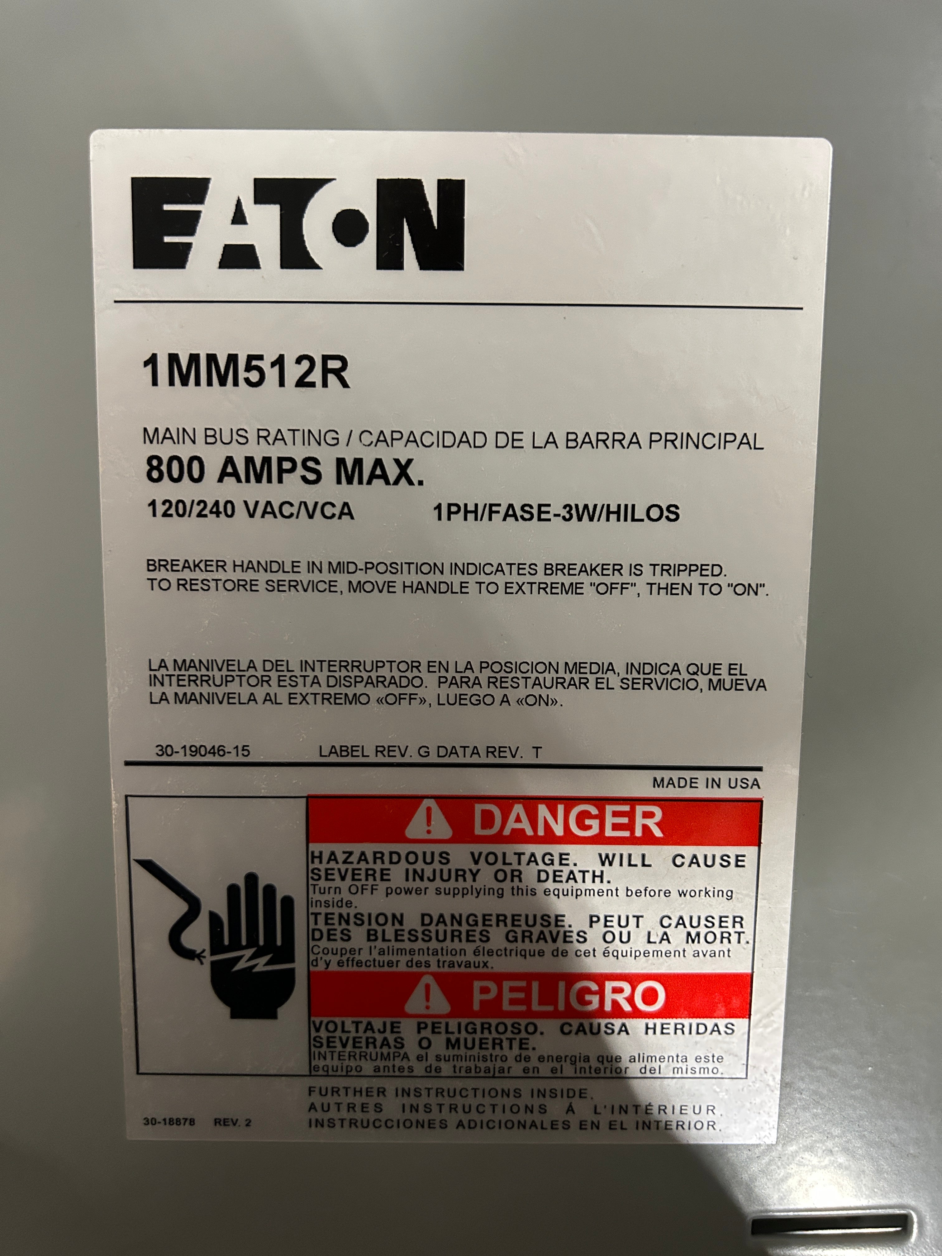 Eaton 1MM512R 1PH In / 1PH Out 5 Gang 125A Socket Ringed Meter Stack
