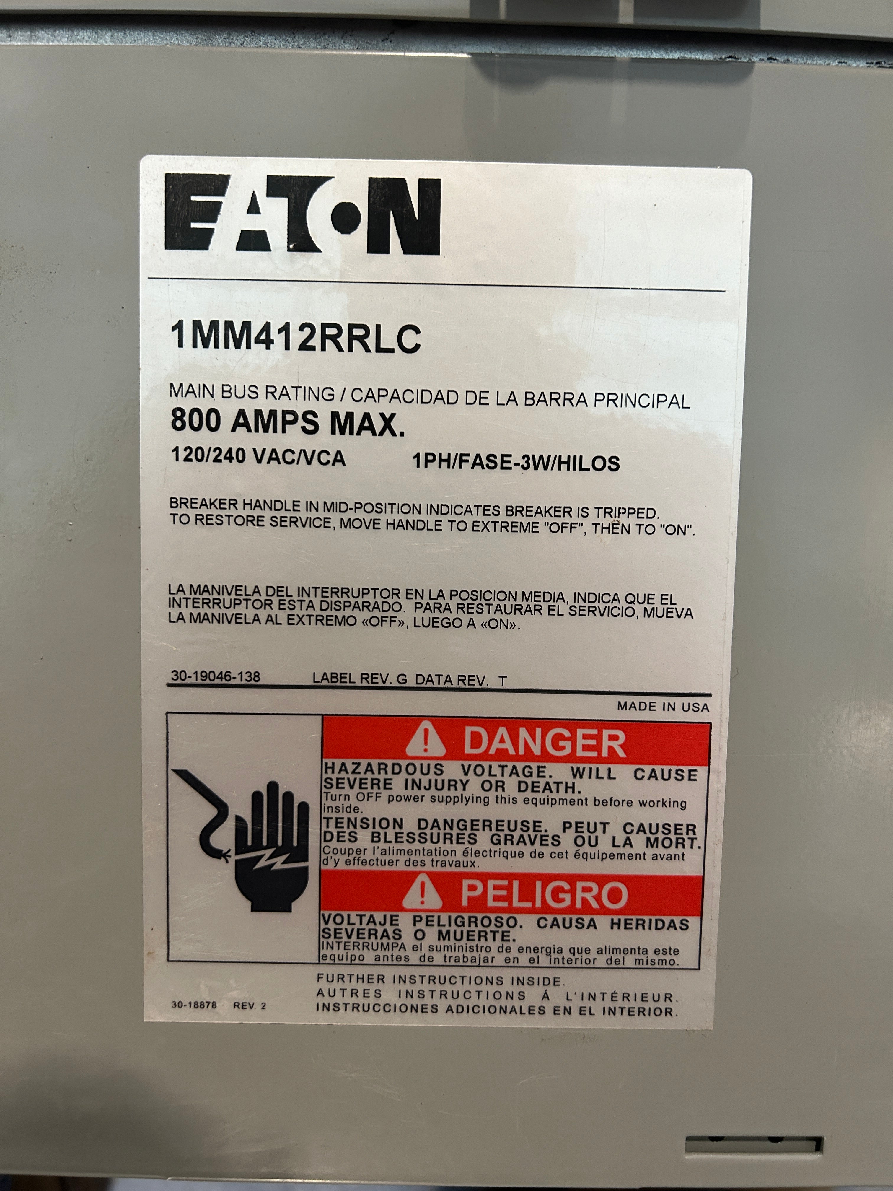 Eaton 1MM412RRLC 1PH In / 1PH Out 4 Gang 125A Socket Ringless Meter Stack