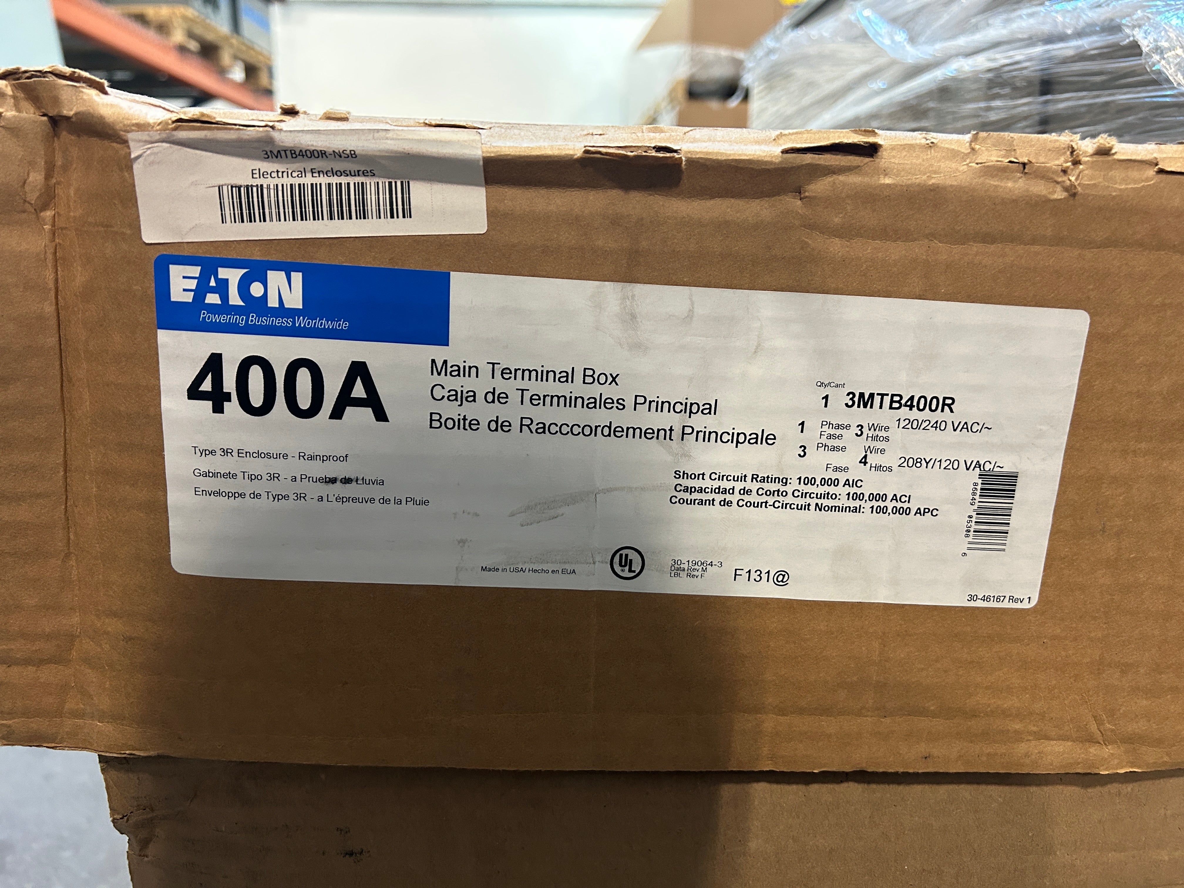 Eaton 3MTB400R 400A 3PH Main Tap Box