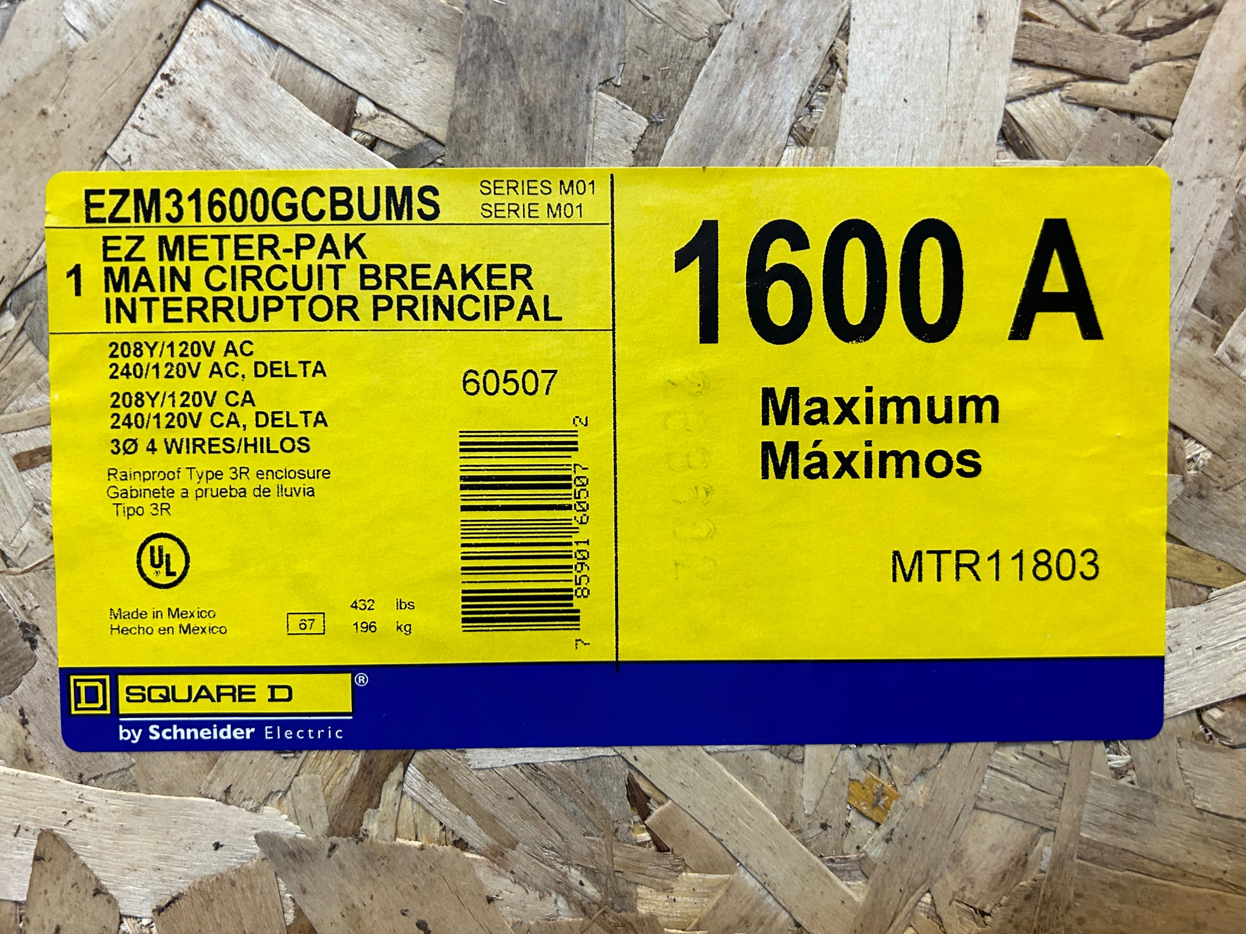 Square D EZM31600GCBUMS 3PH 1600A Main Disconnect w/ERMS Energy Reduction Maintenance Switch