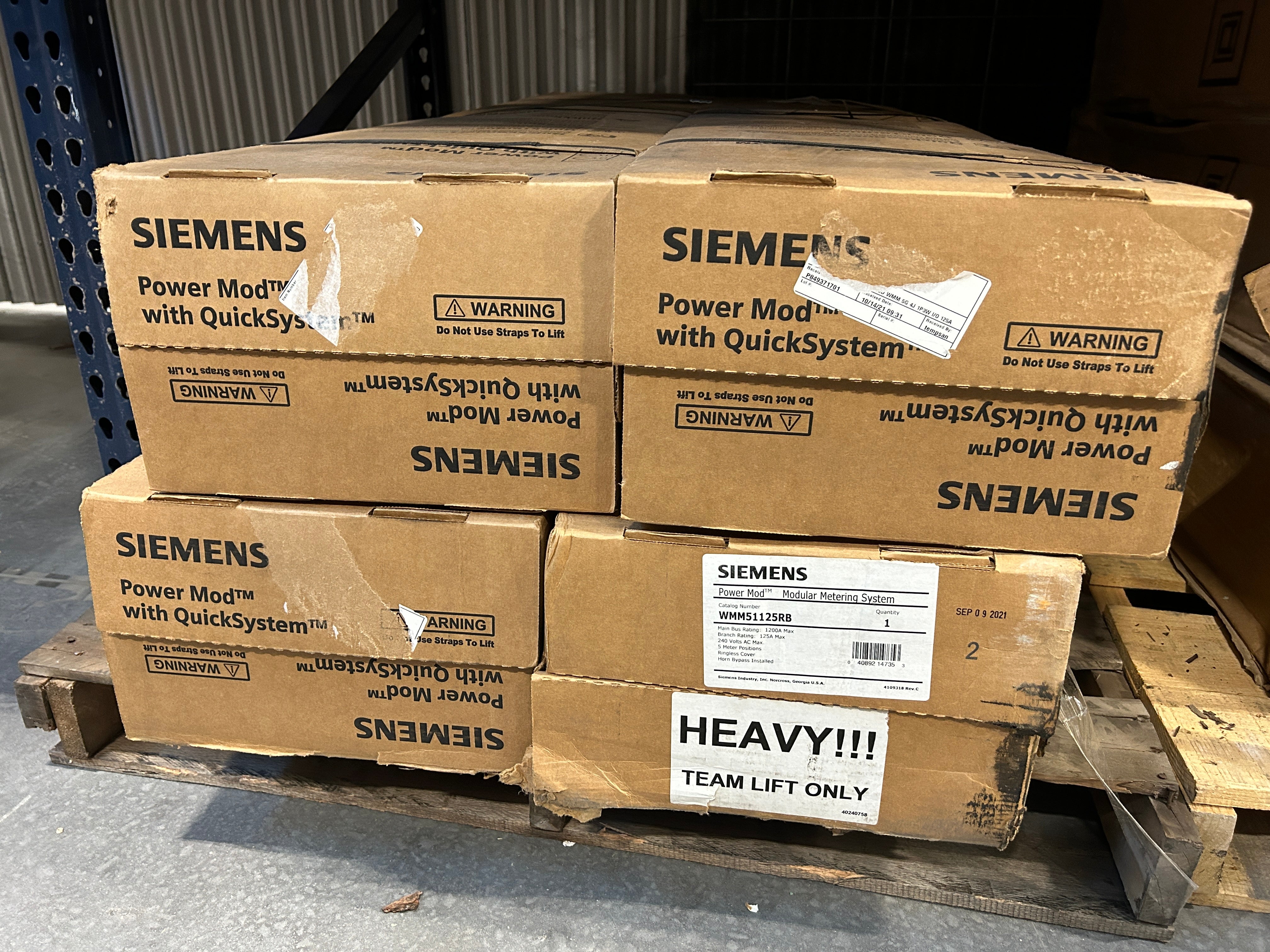 Siemens WMM51125RB 1PH In / 1PH Out 125A Socket 5 Gang Ringless Horn Bypass Meter Stack