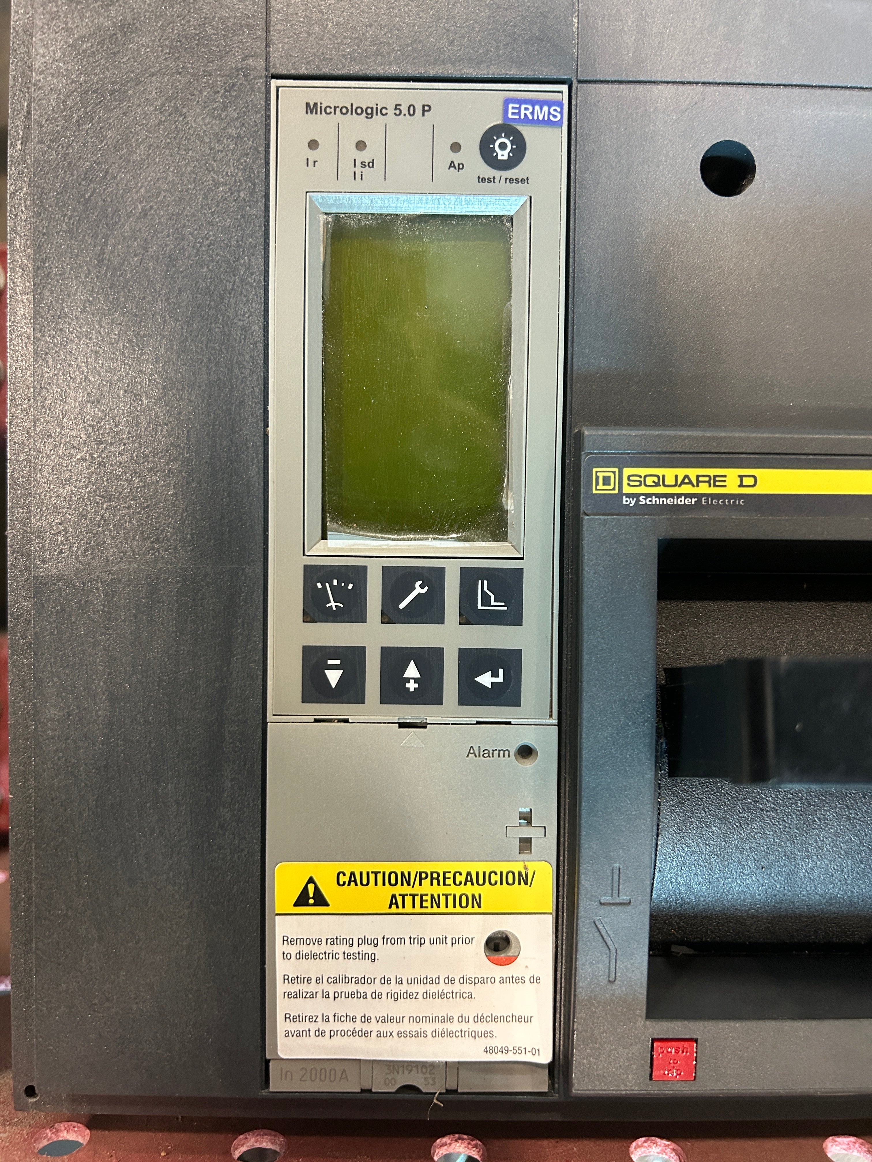 Square D EZM12000CBUMS 1PH 2000A Main Disconnect w/ERMS Energy Reduction Maintenance Switch