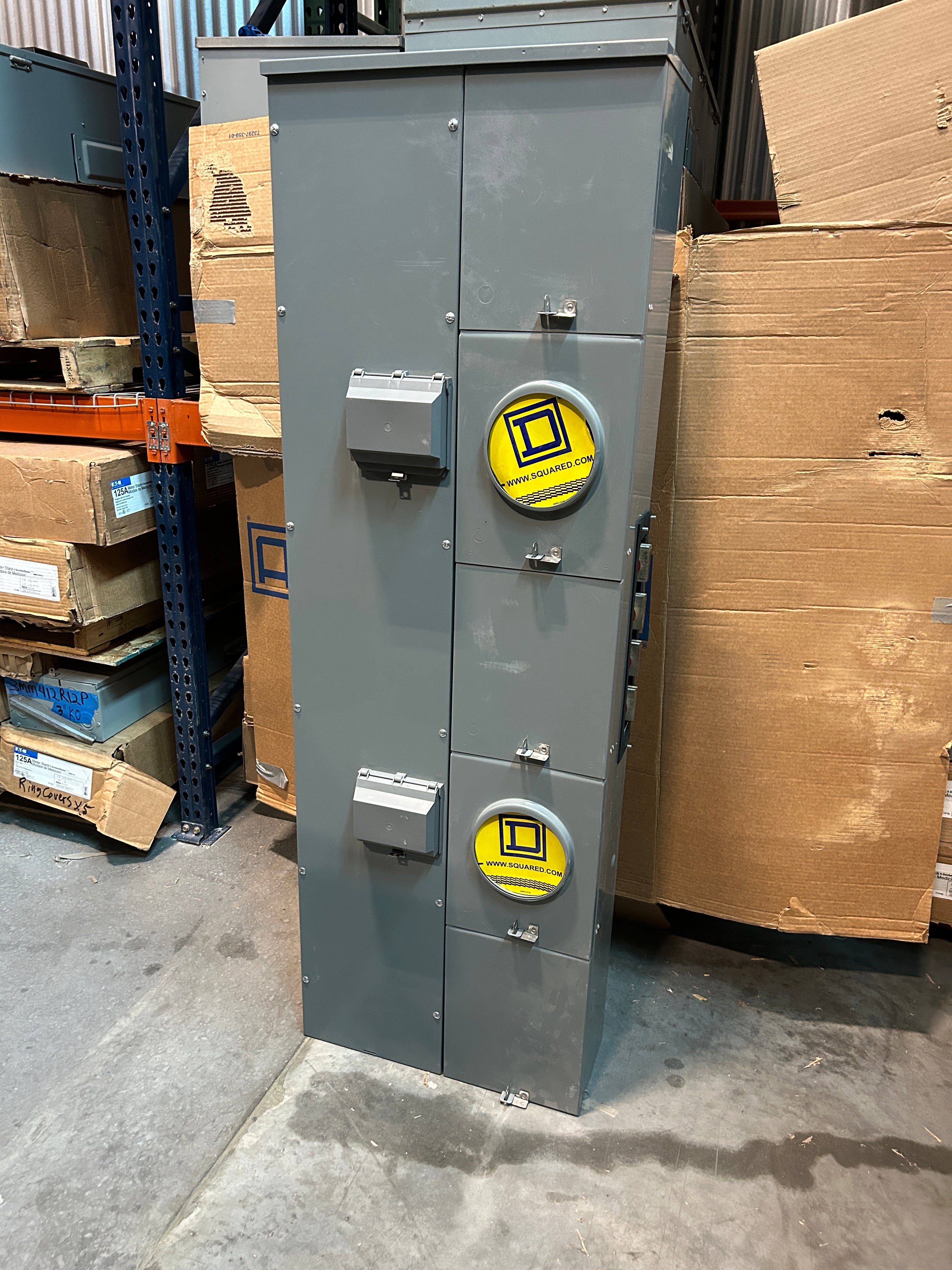 Square D EZML332400 3PH In / 3PH Out 2 Gang Ringless Lever Bypass 400A Factory Installed Breaker at Each Socket Meter Stack