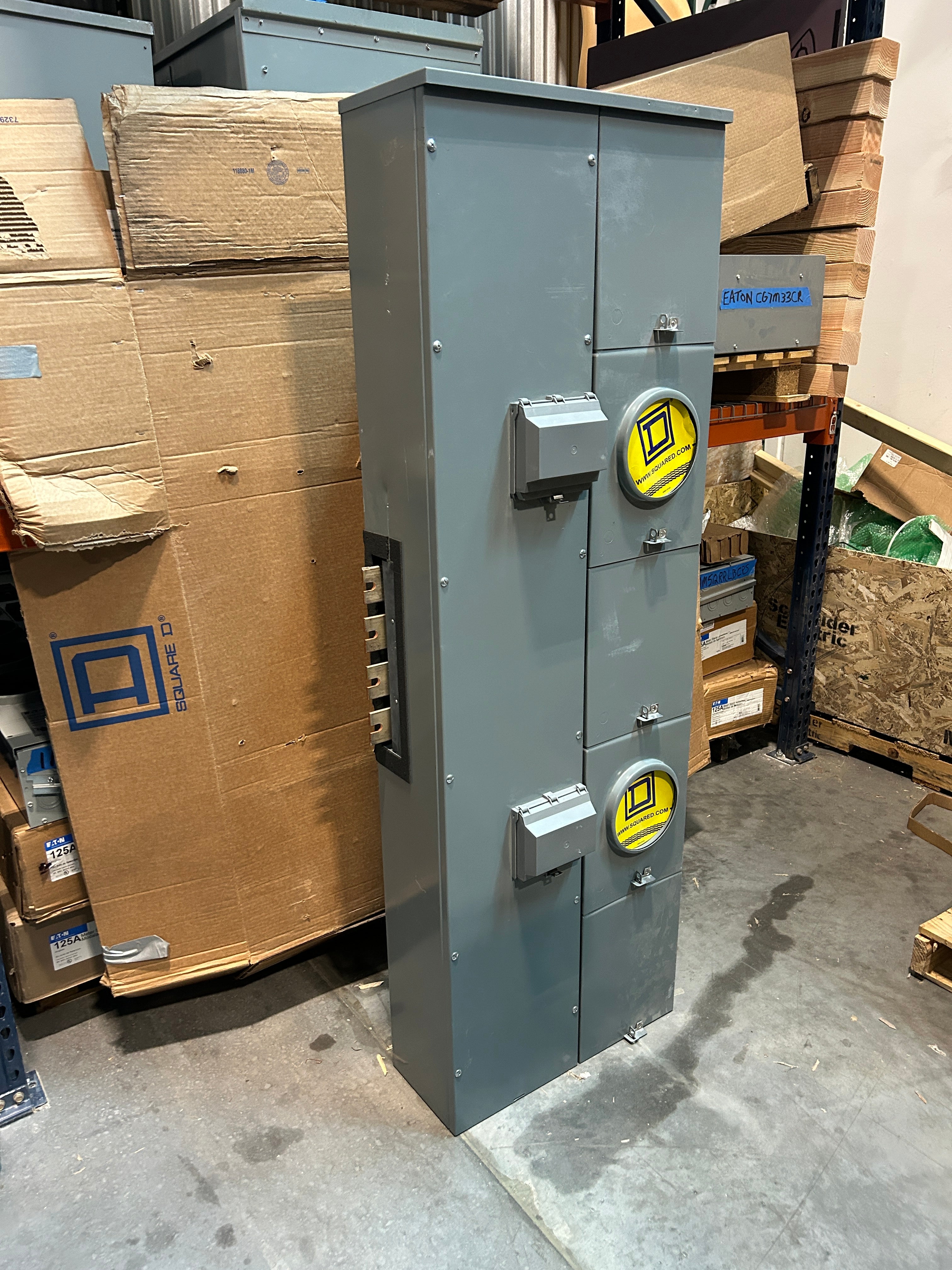 Square D EZML332400 3PH In / 3PH Out 2 Gang Ringless Lever Bypass 400A Factory Installed Breaker at Each Socket Meter Stack