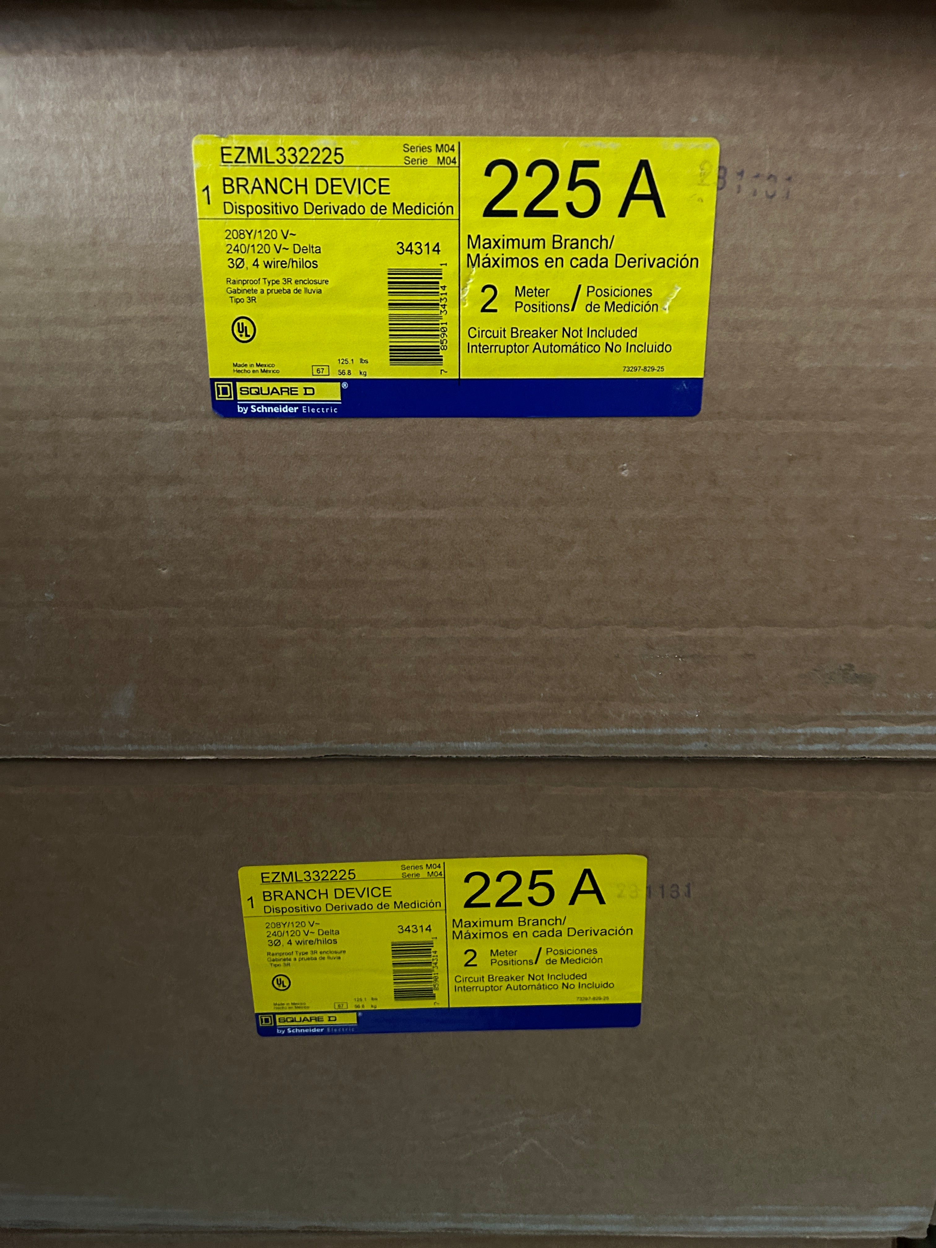 Square D EZML332-225 Three Phase Meter Stack