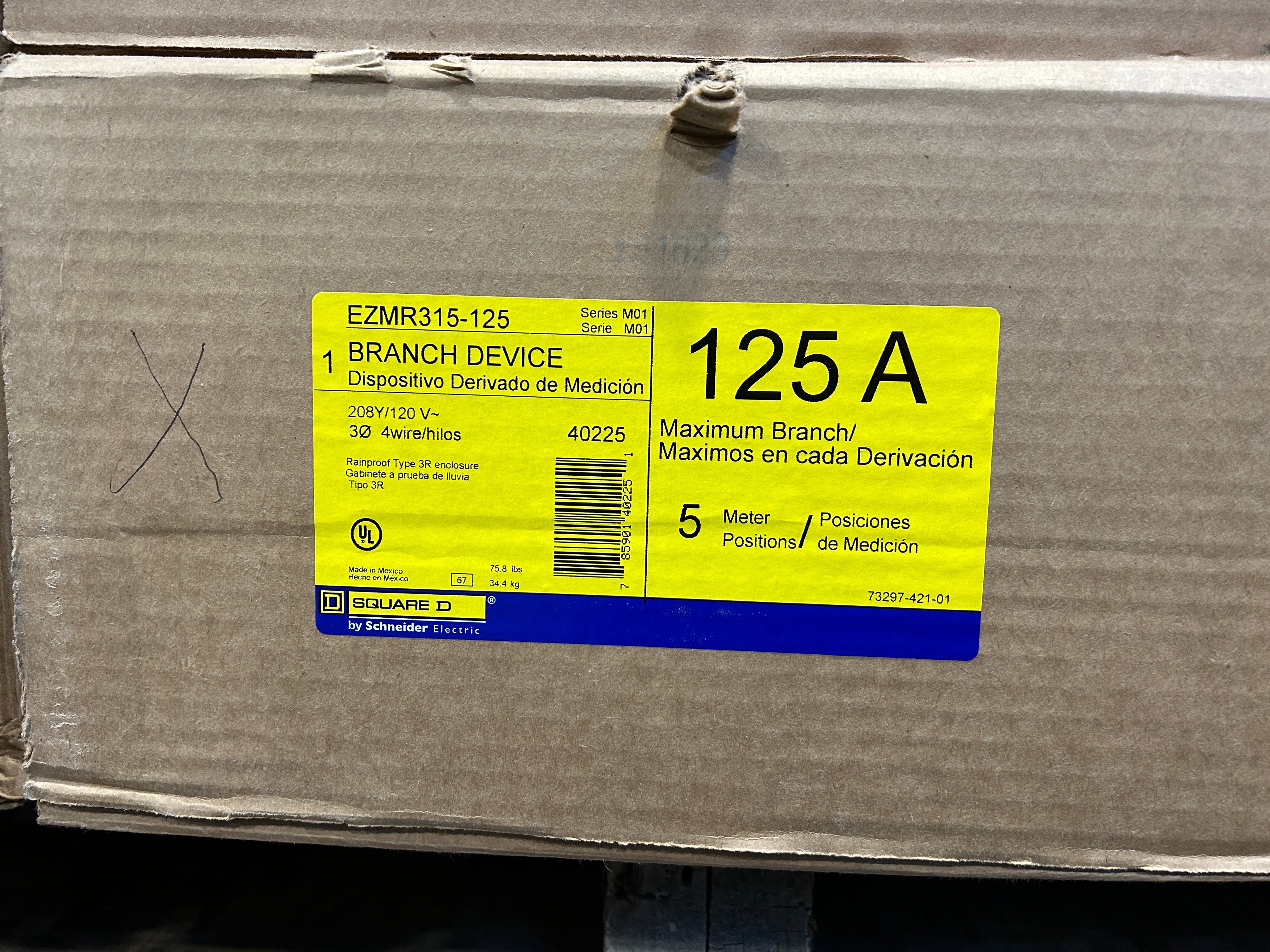 Square D EZMR315125 3 Phase 5 Gang Meter Stack