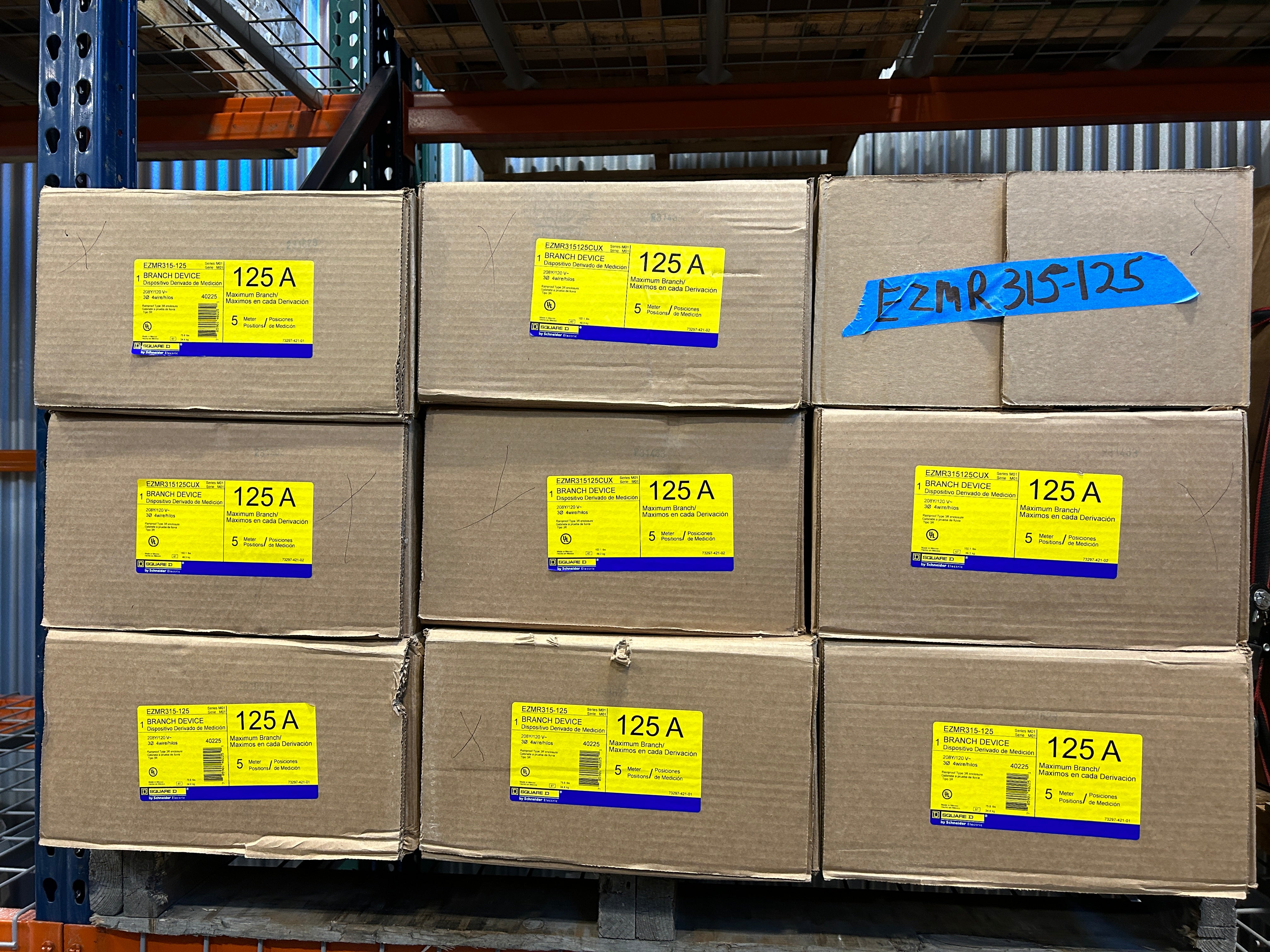 Square D EZMR315125 3 Phase 5 Gang Meter Stack