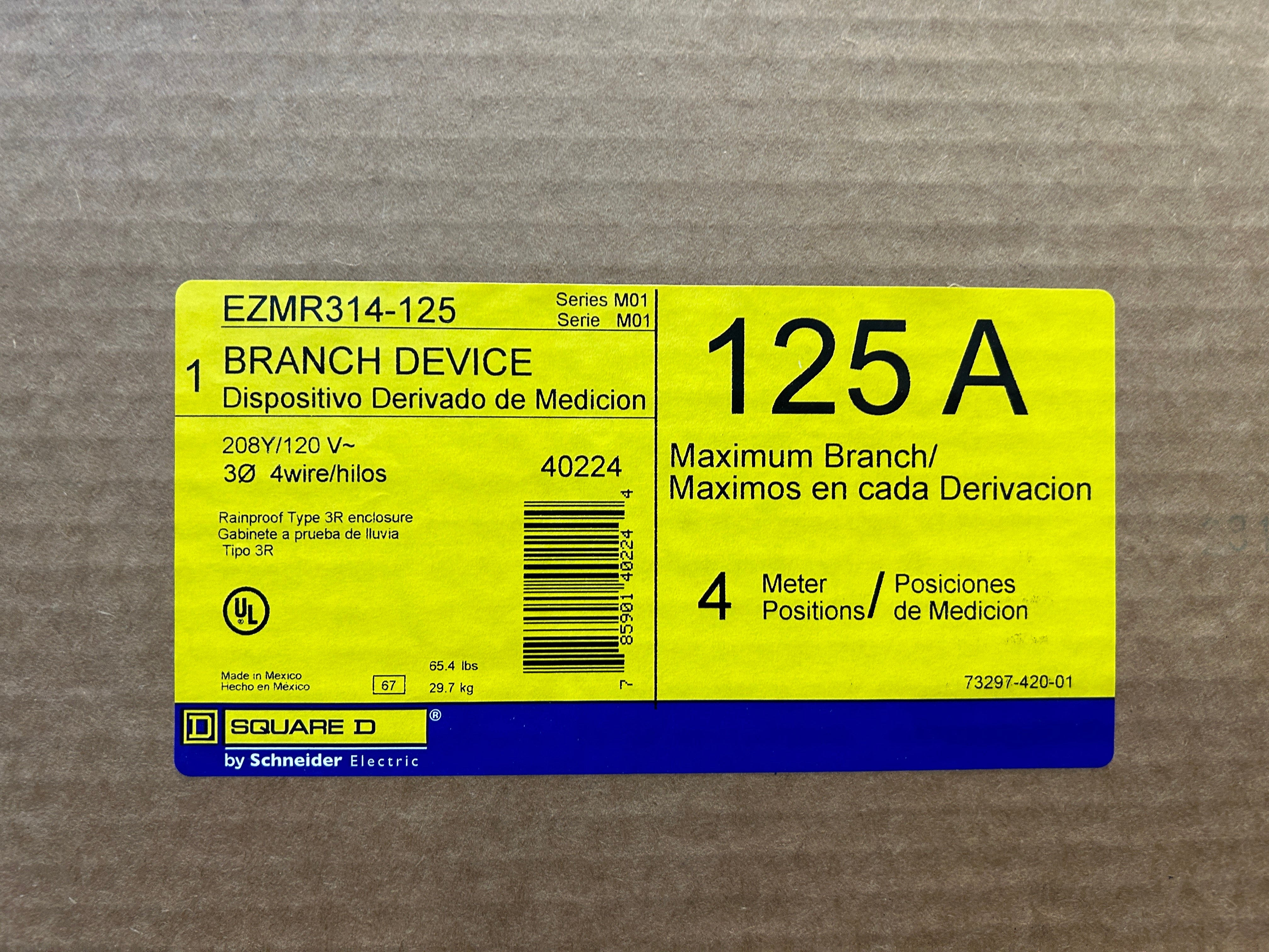 Square D EZMR314125 3 Phase Meter Stack