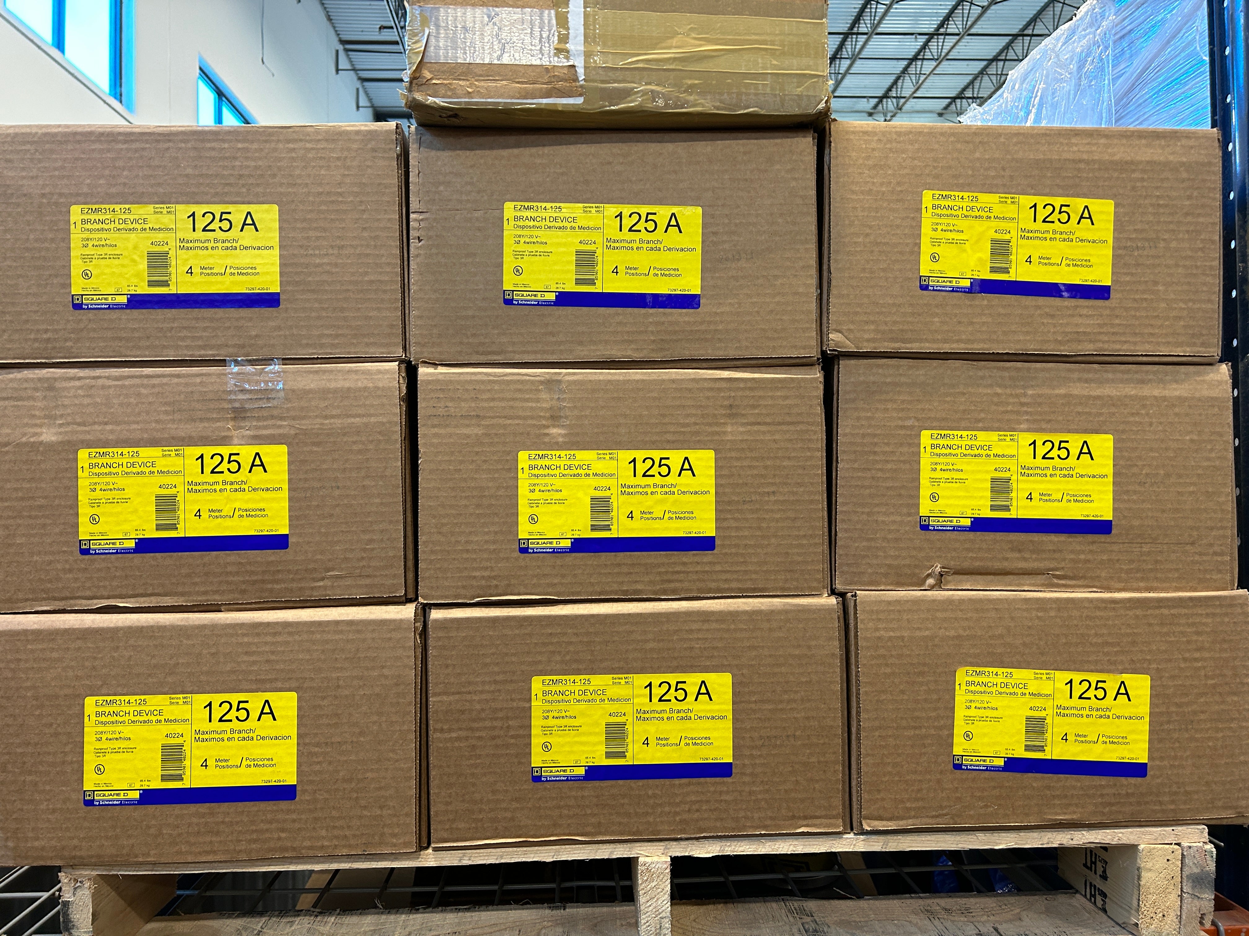 Square D EZMR314125 3 Phase Meter Stack