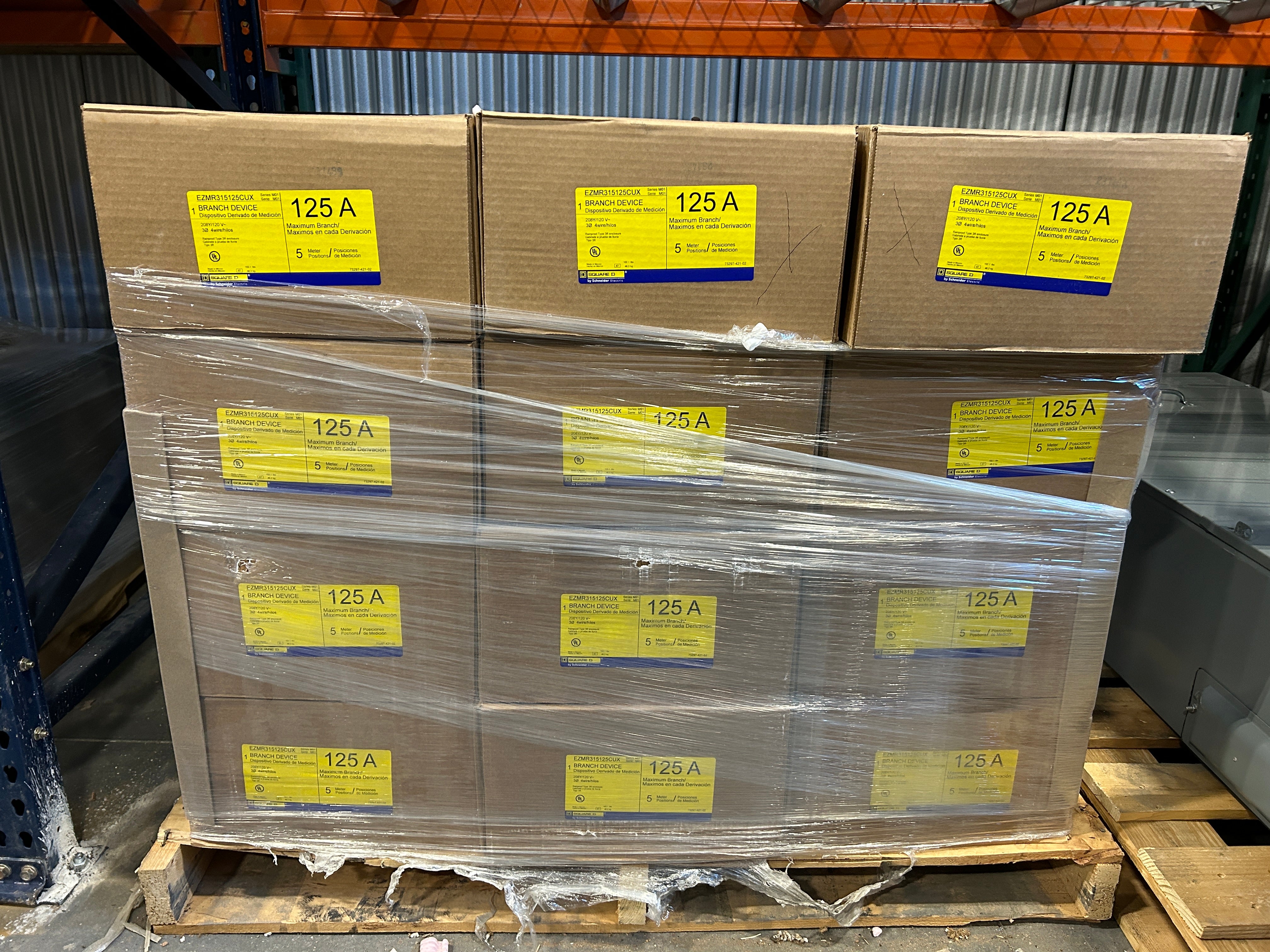 Square D EZMR315125CUX 3PH In / 1PH Out 5 Gang 125A Socket 1200A Copper Busbar Ringless Meter Stack