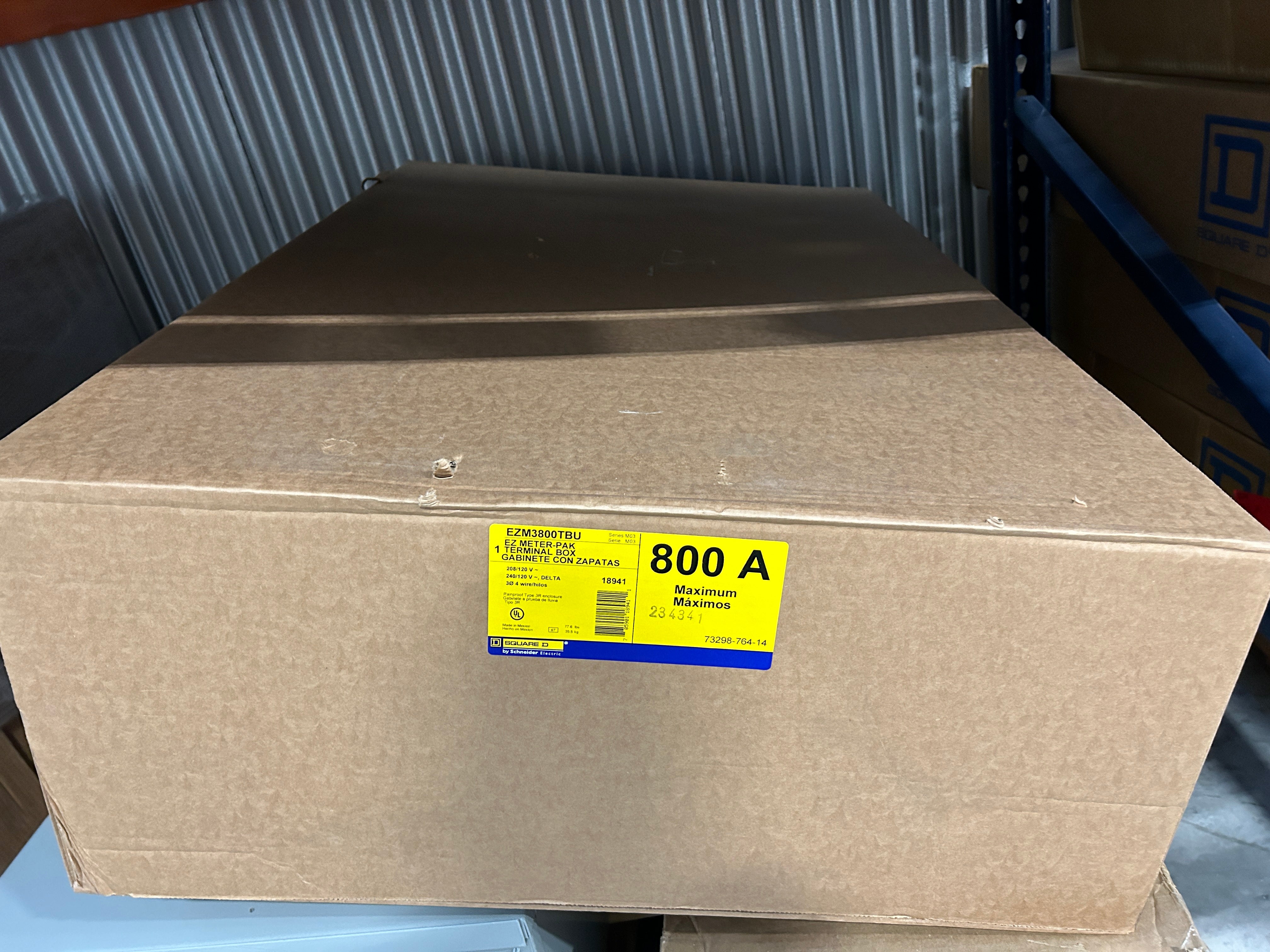 Square D EZM3800TBU 3 Phase 800A EUSERC Rated Main Tap Box