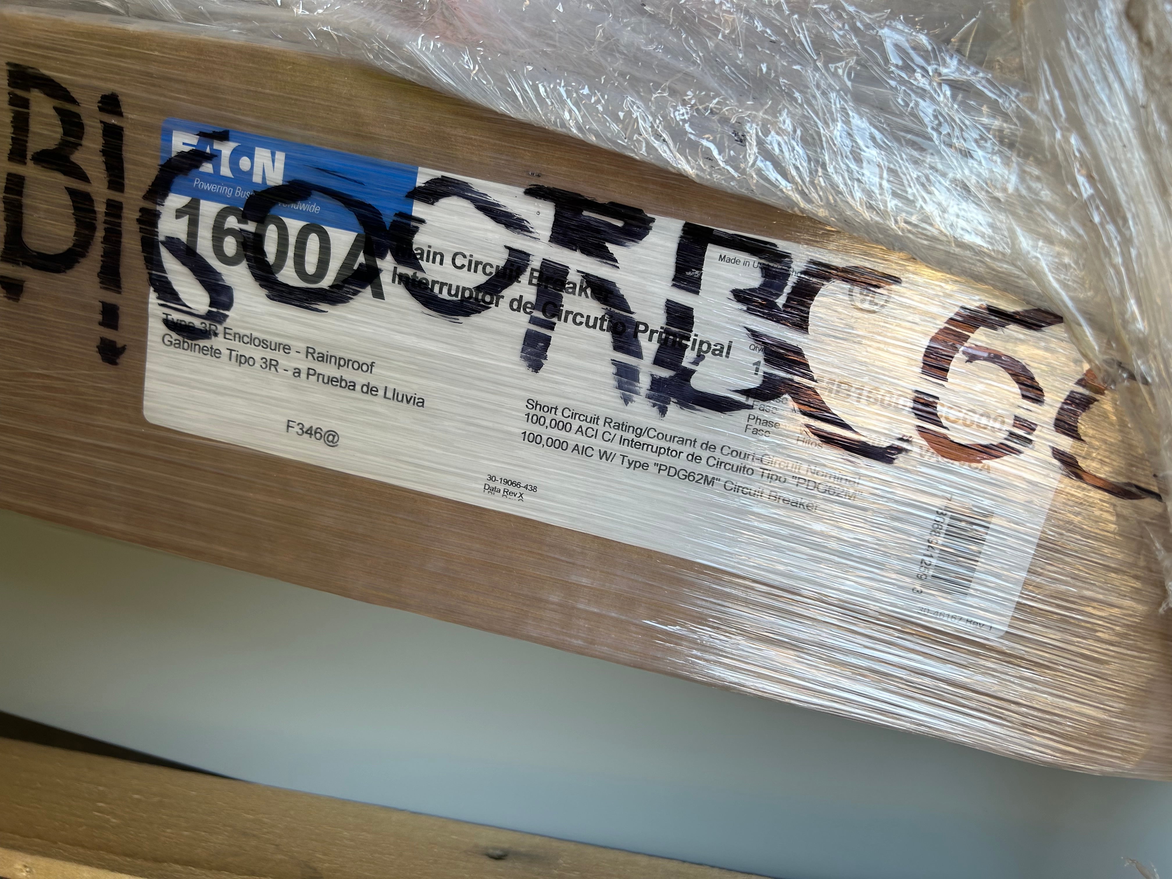 Eaton 1PMB1600RBC600 Single Phase 1600A ARMS Maintenance Mode 100kAIC Main Disconnect