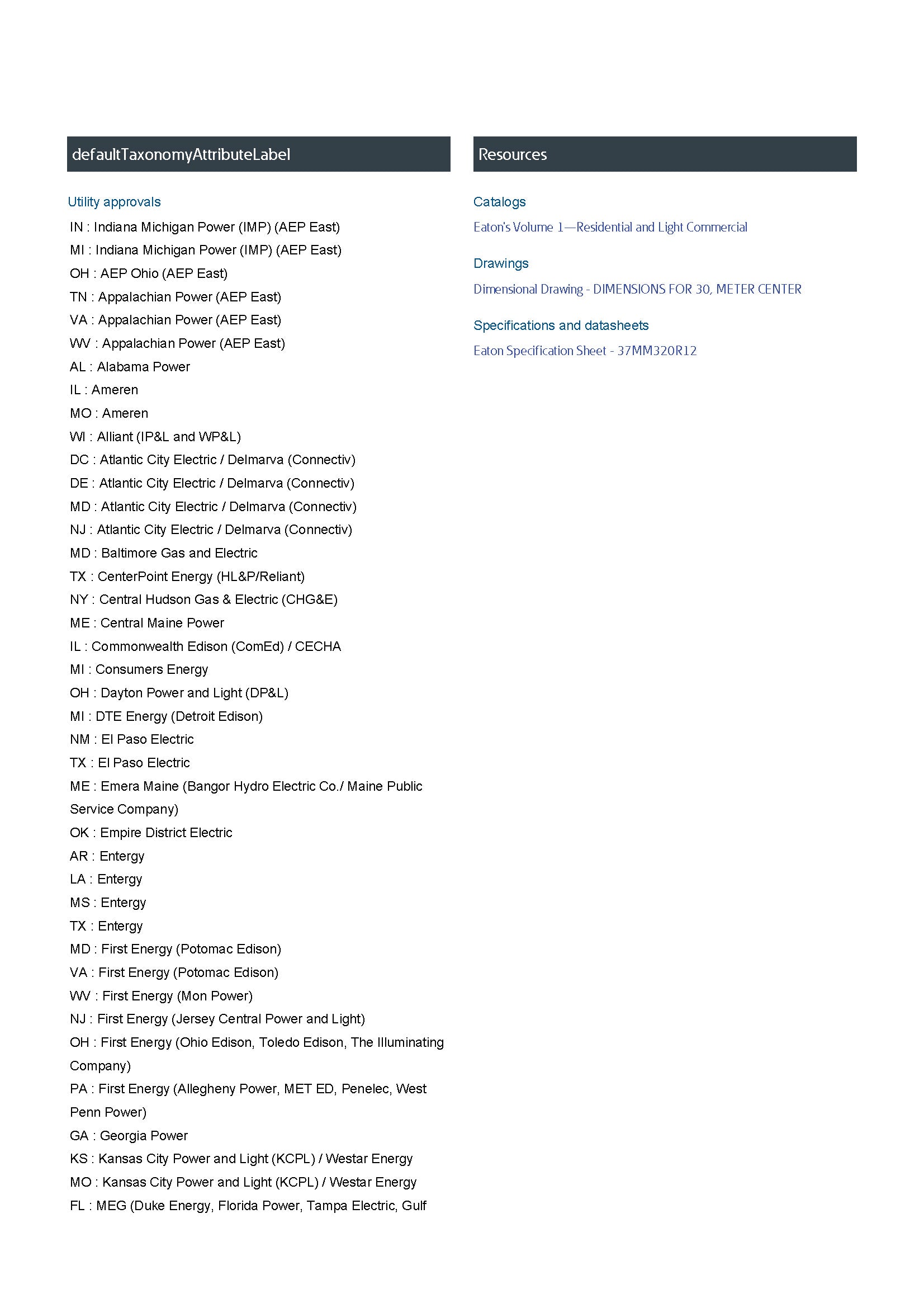 Eaton 37MM320R12 3PH In / 3PH Out Lever Bypass 225A Socket 1200A Bus Ringless Meter Stack