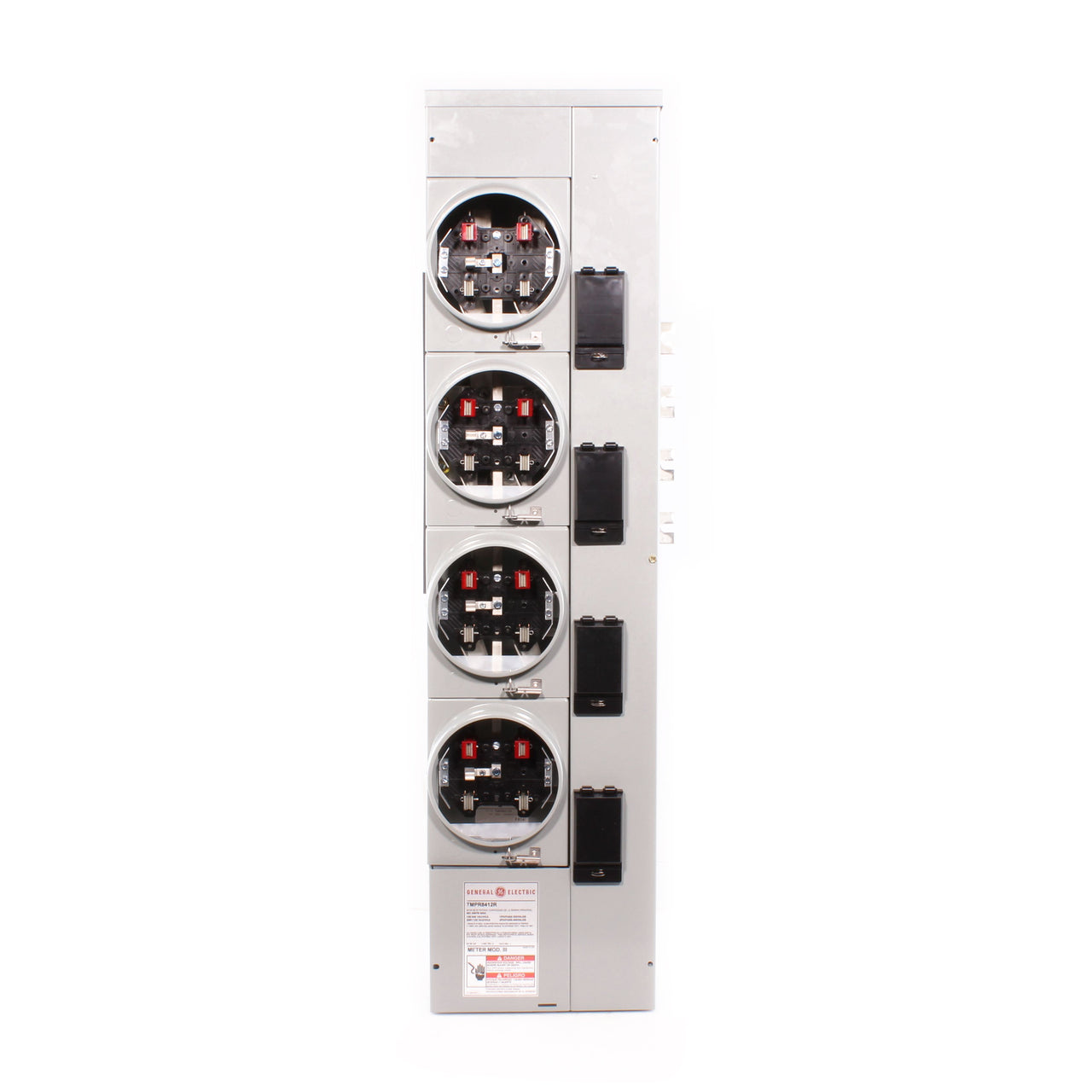 GE TMPR8412R Single Phase or Three Phase Ringless 4-Gang 125A Meter Stack
