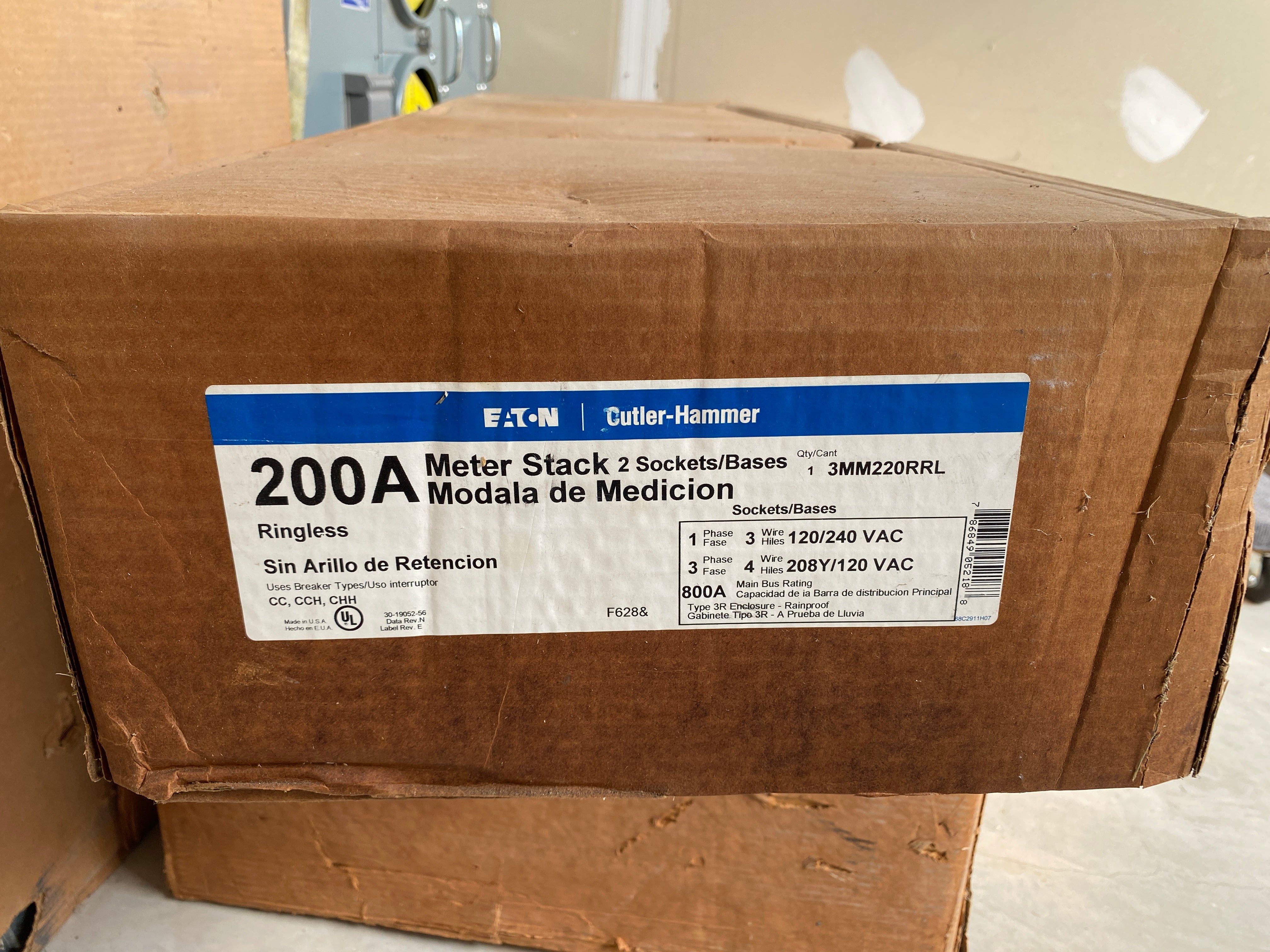 Eaton 3MM220RRL Three Phase Meter Stack