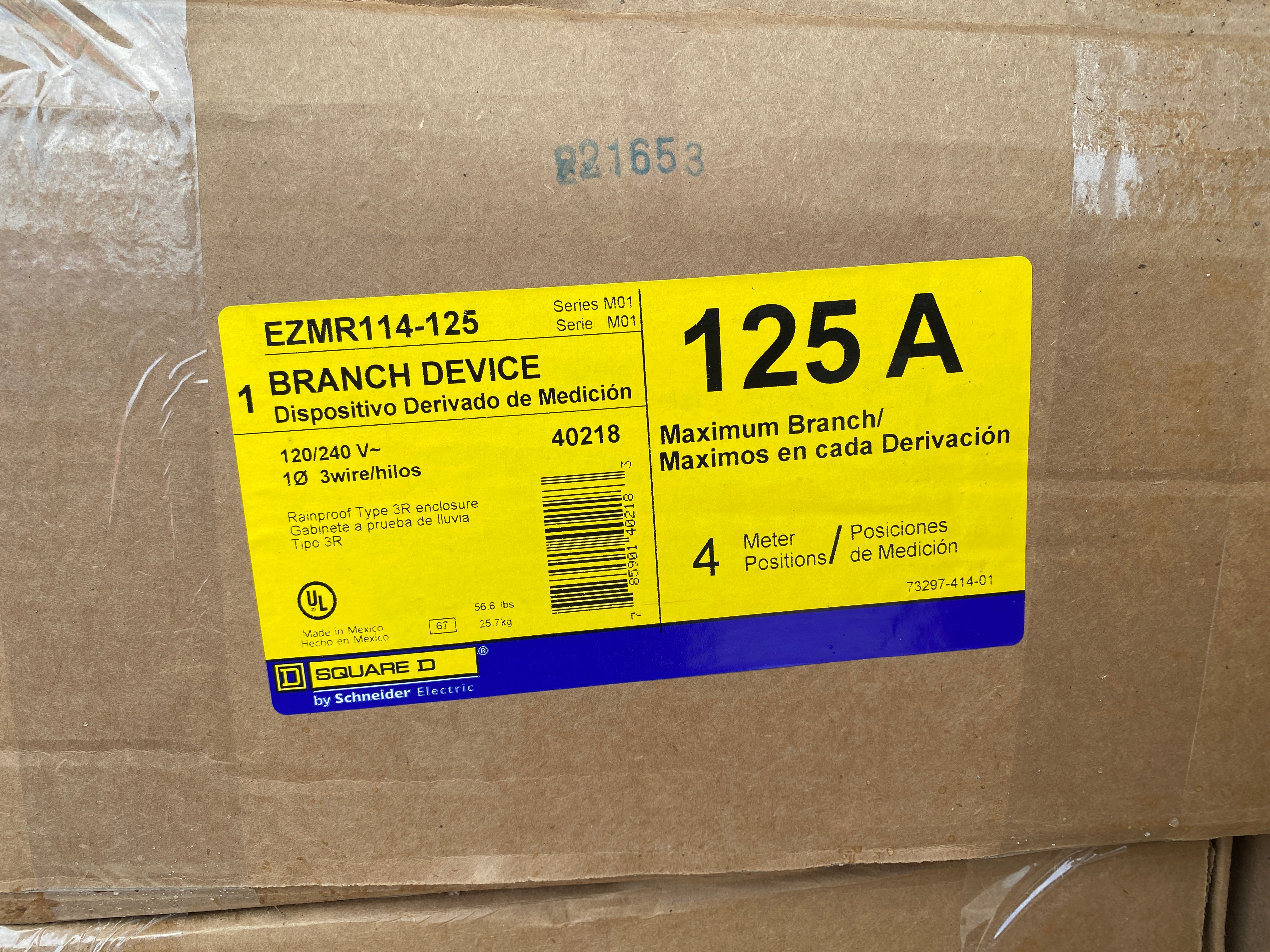 Square D EZMR114125 Single Phase 4 Gang Meter Stack