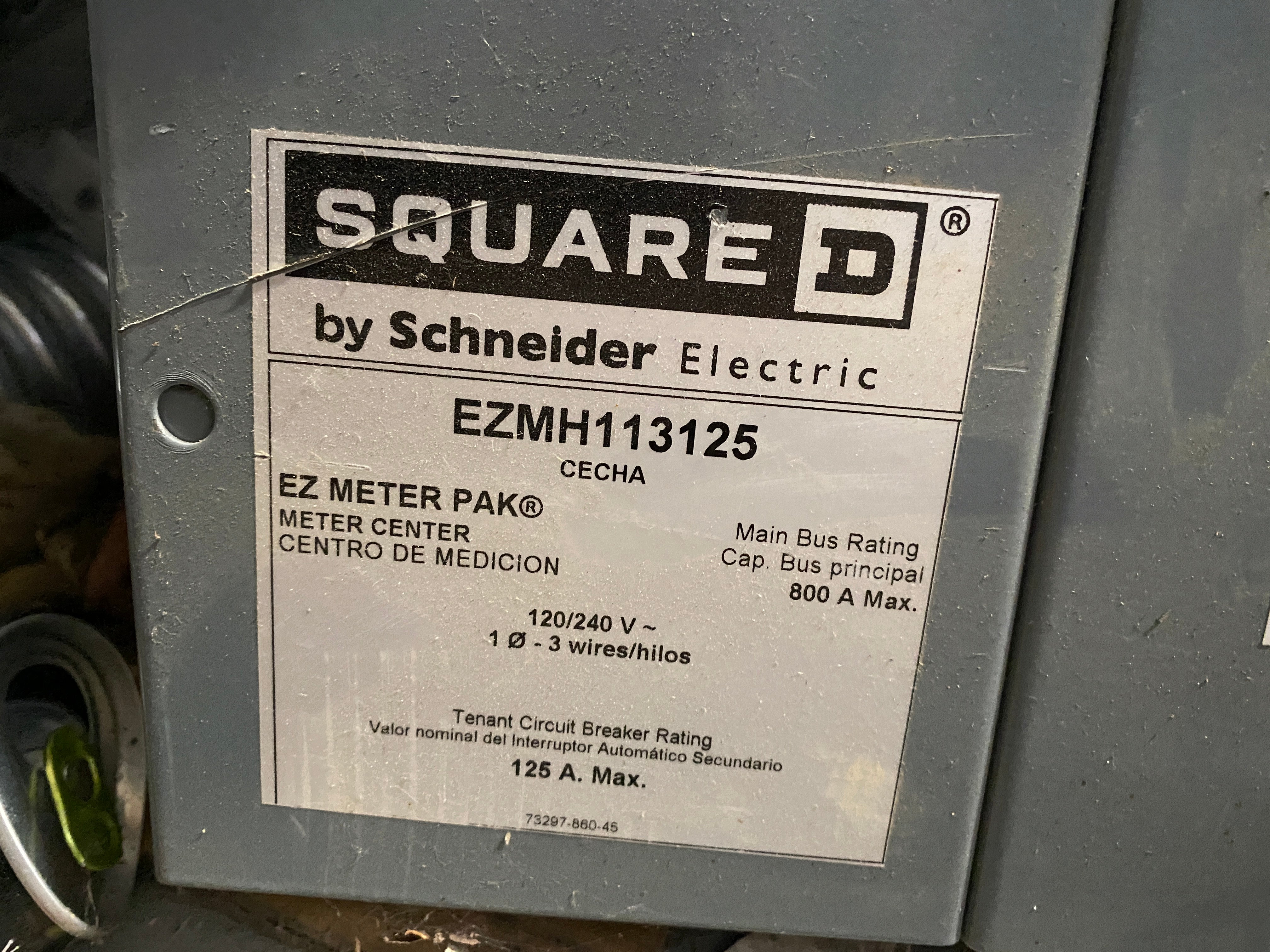 Square D EZMH113125 1PH In / 1PH Out 3 Gang 125A Socket Ringless Horn Bypass Meter Stack