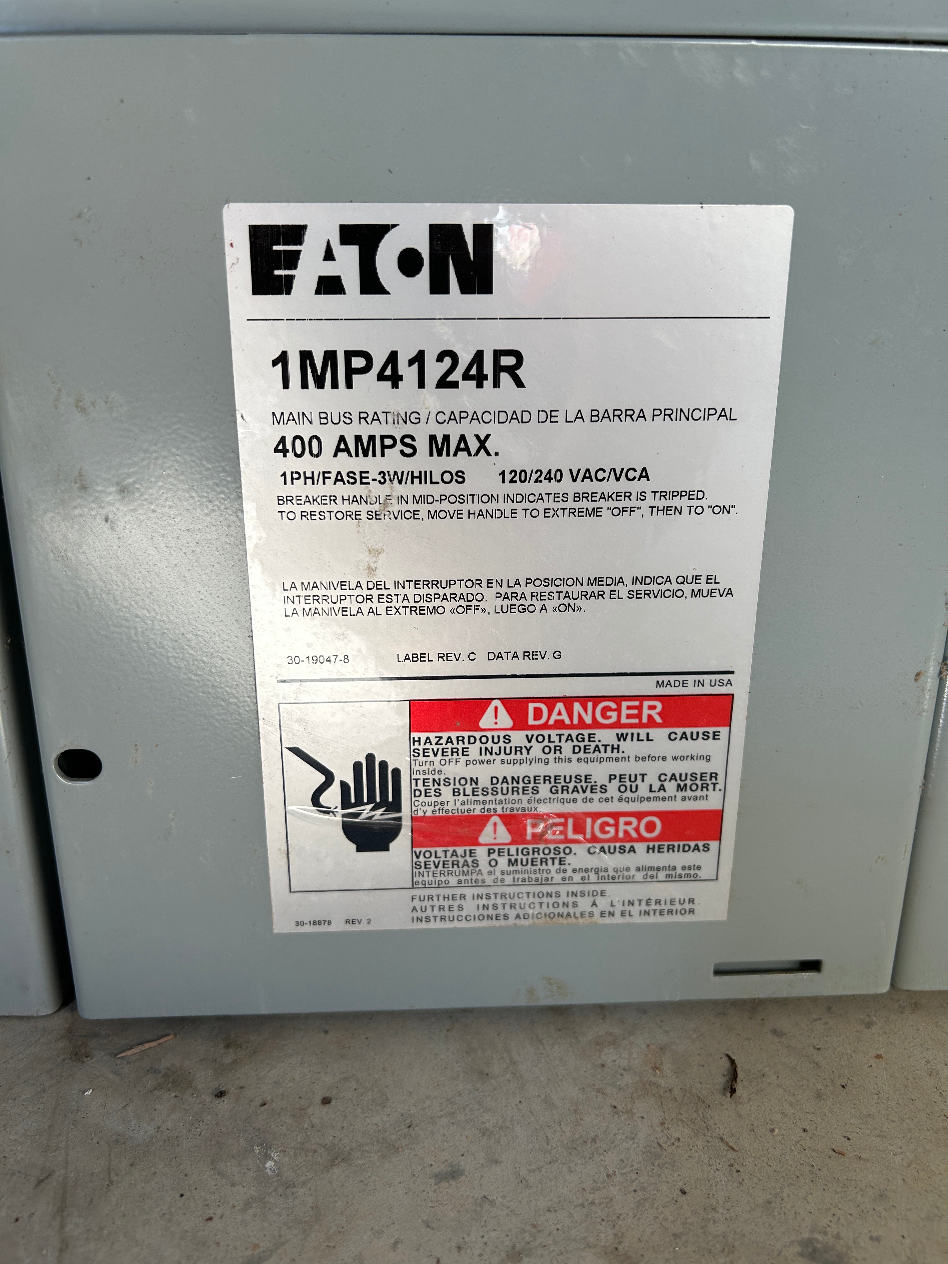 Eaton 1MP4124R 1PH In / 1PH Out 4 Gang 125A Socket 400A Busbar Ringed Meter Pack