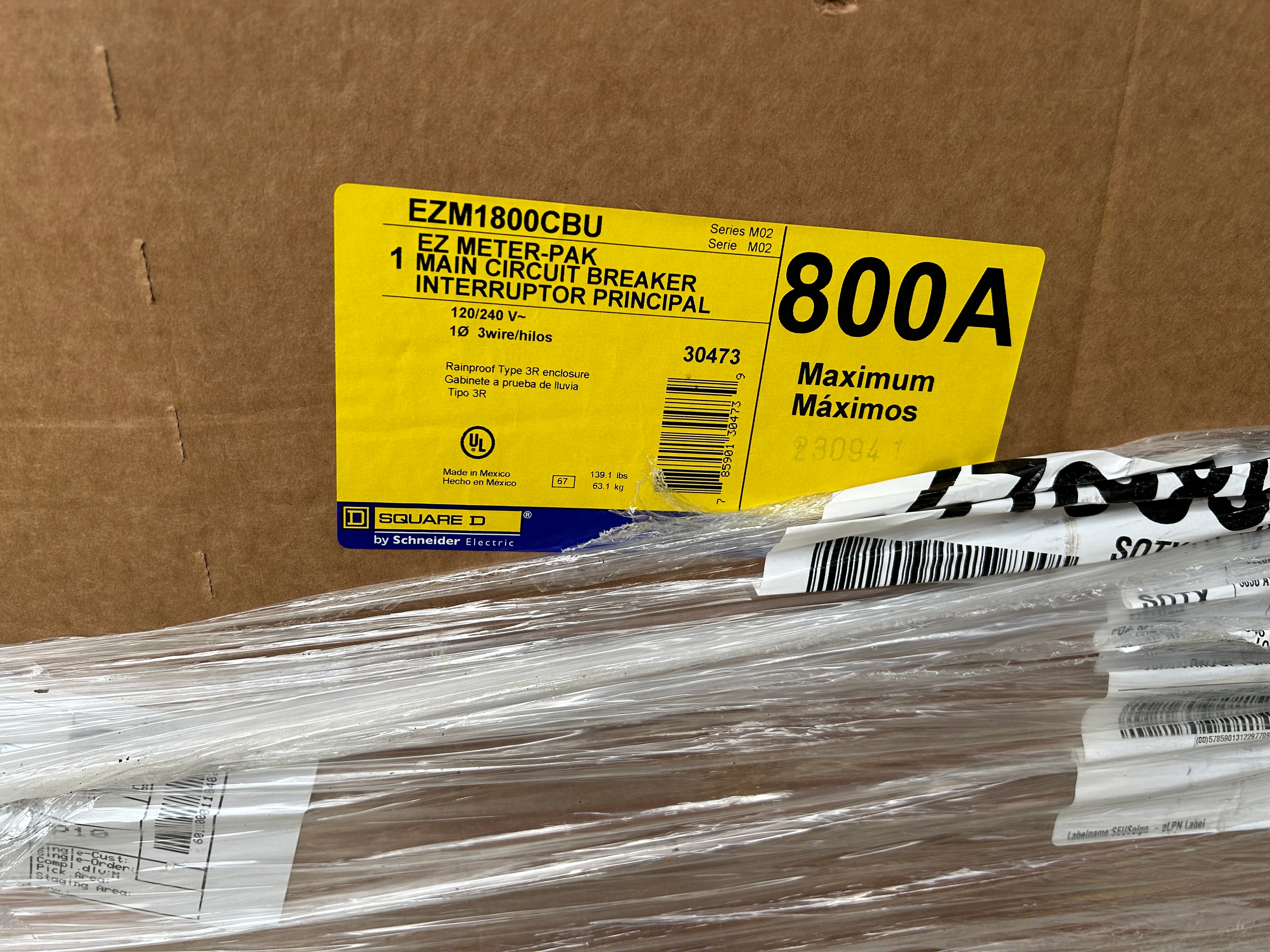 Square D EZM1800CBU 800A Main Circuit Breaker Disconnect