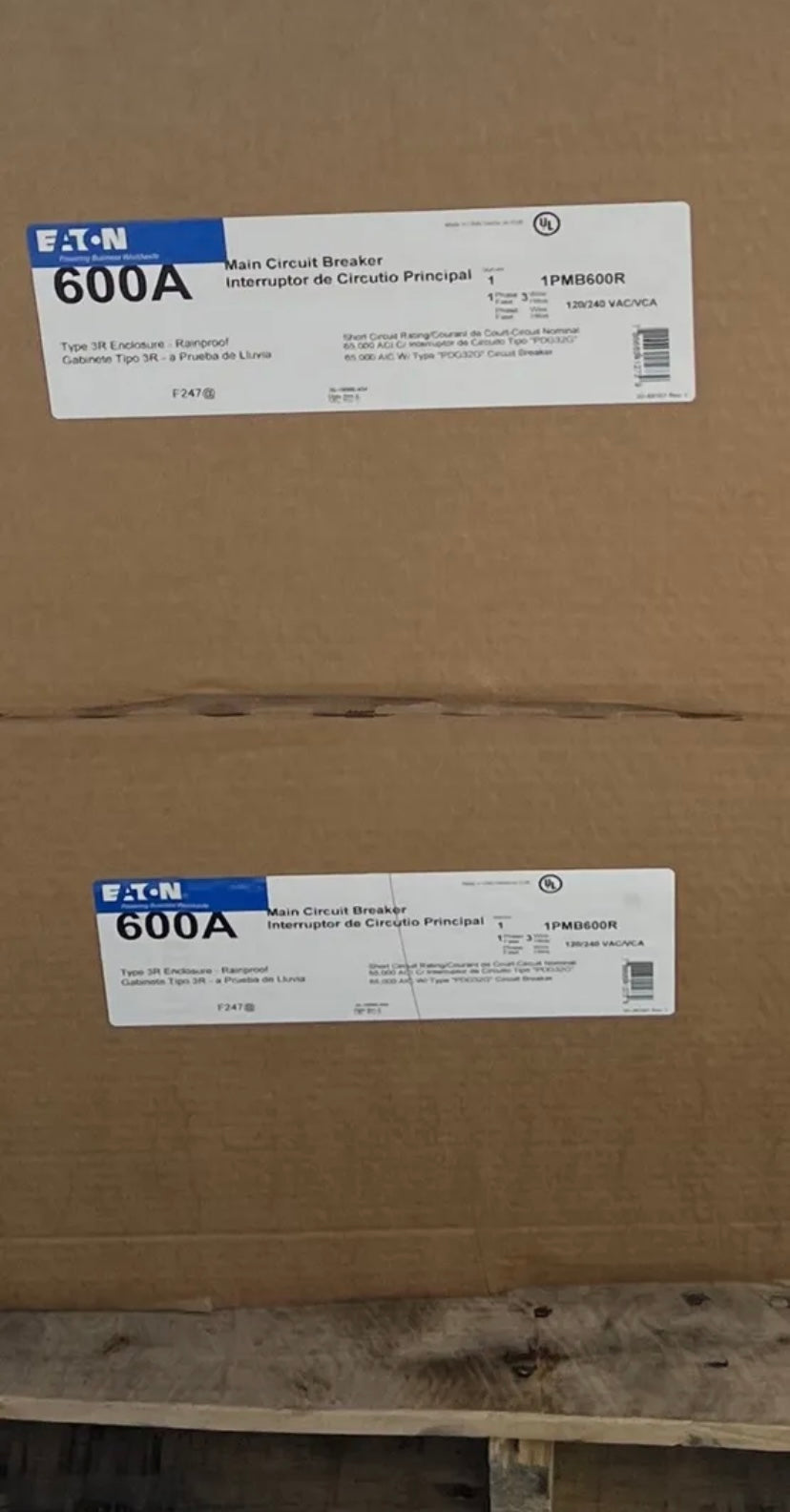 Eaton 1PMB600R 600A Single Phase Main Circuit Breaker Disconnect