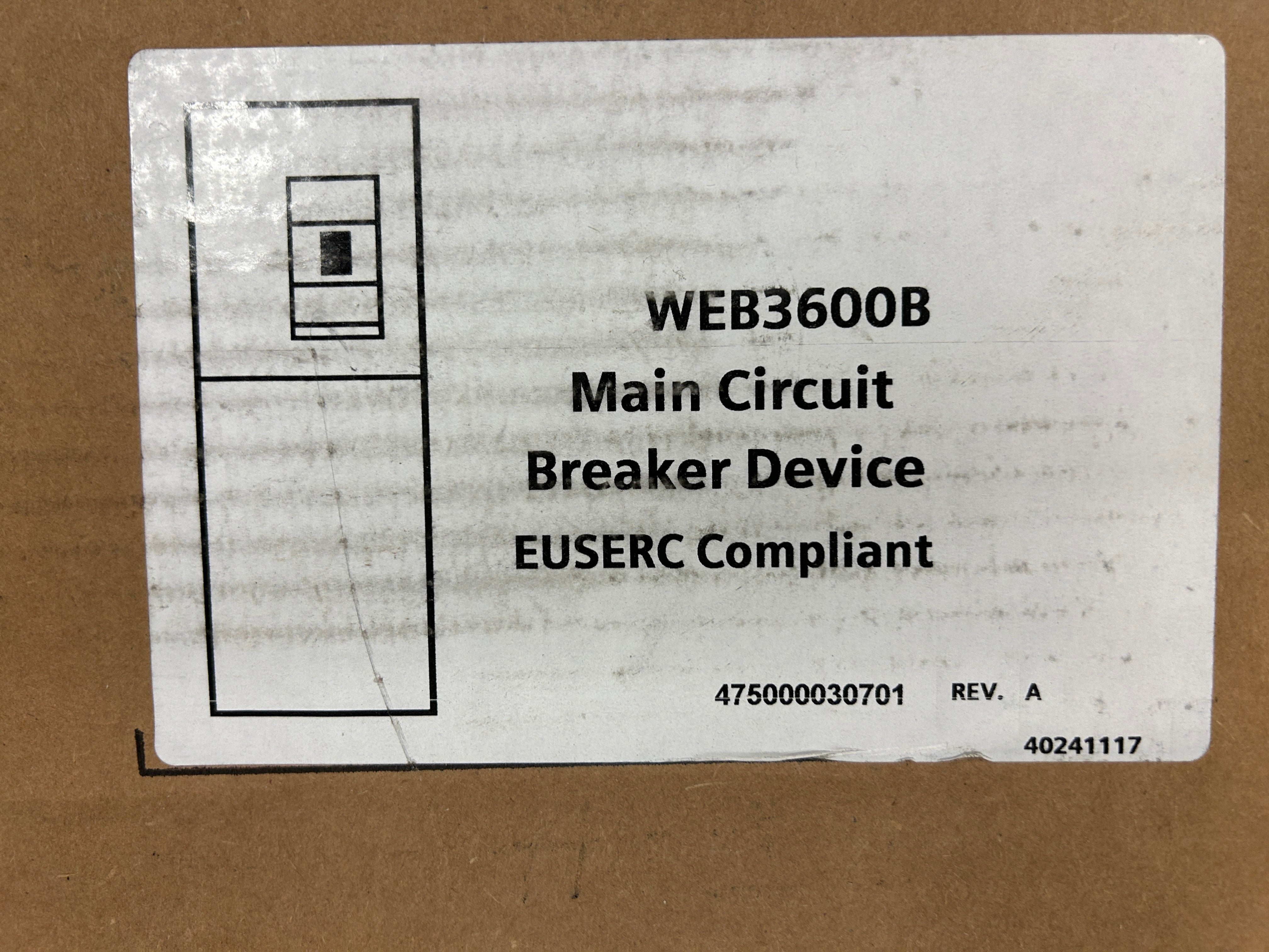 Siemens WEB3600B 3 Phase 600 Amp EUSERC Main Circuit Breaker Disconnect
