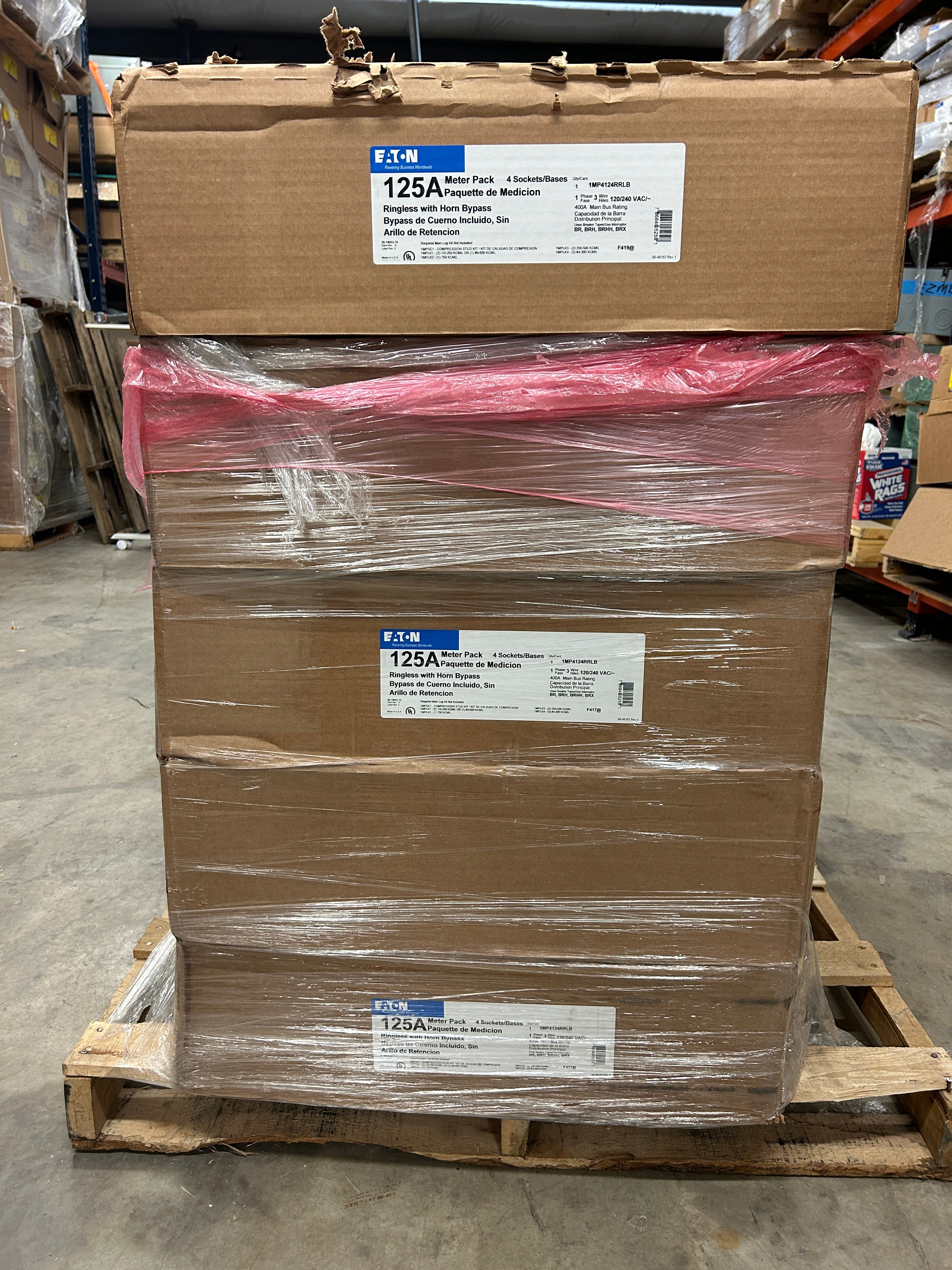 Eaton 1MP4124RRLB 1PH In / 1PH Out 4 Gang 125A Socket 400A Busbar Ringless Horn Bypass Meter Pack (Copy)