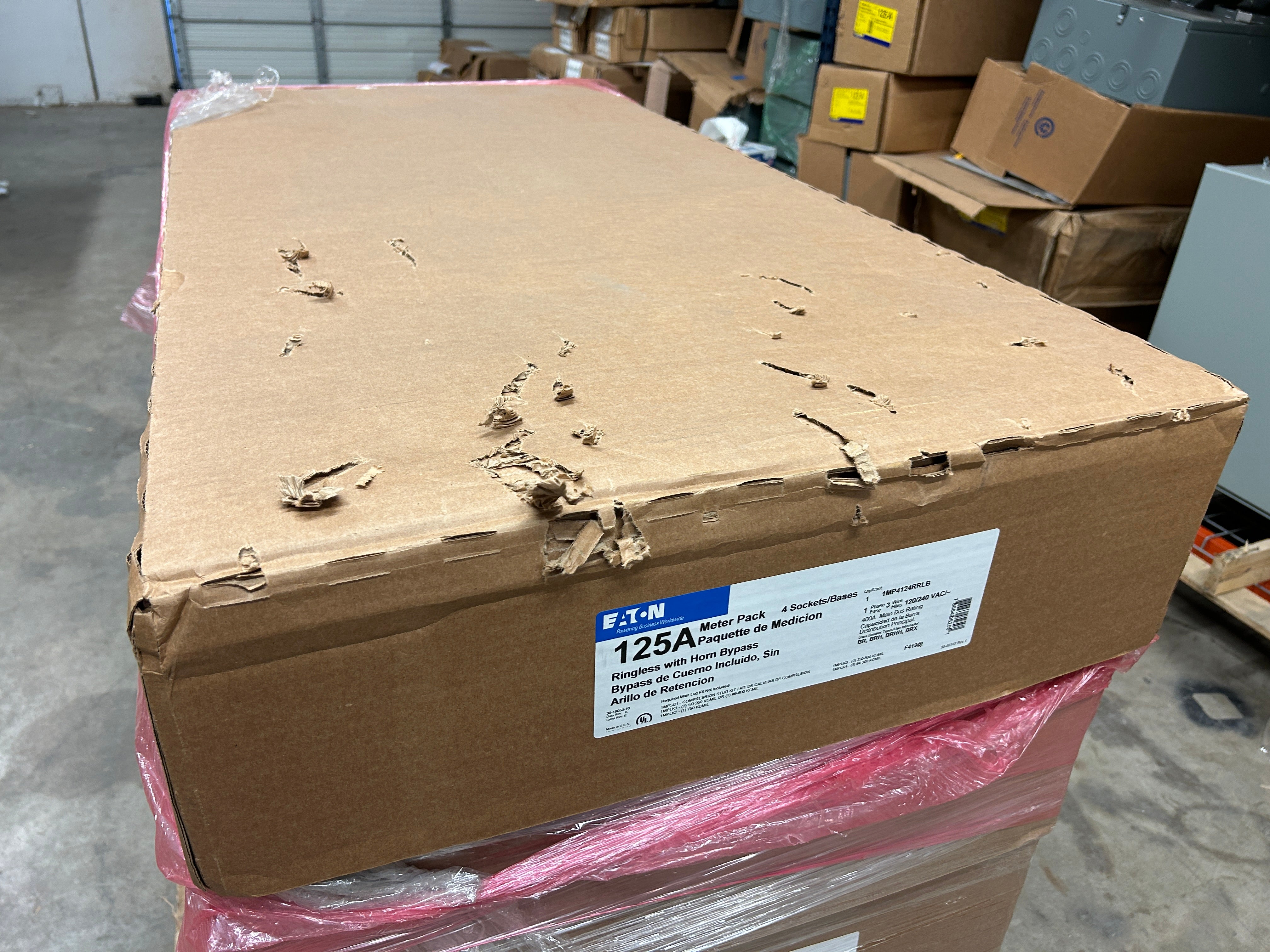 Eaton 1MP4124RRLB 1PH In / 1PH Out 4 Gang 125A Socket 400A Busbar Ringless Horn Bypass Meter Pack (Copy)