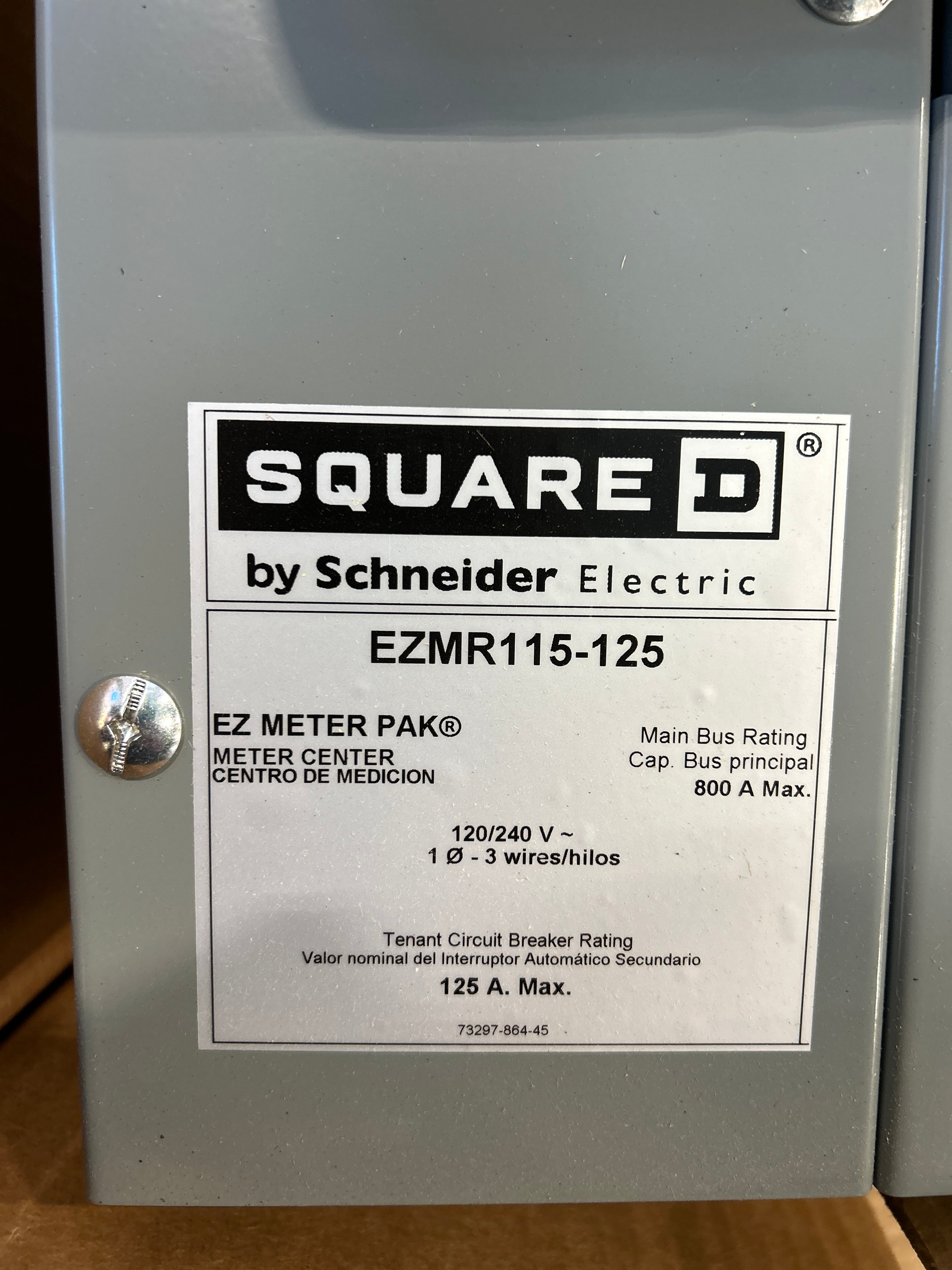Square D EZMR115125 Single Phase Meter Stack
