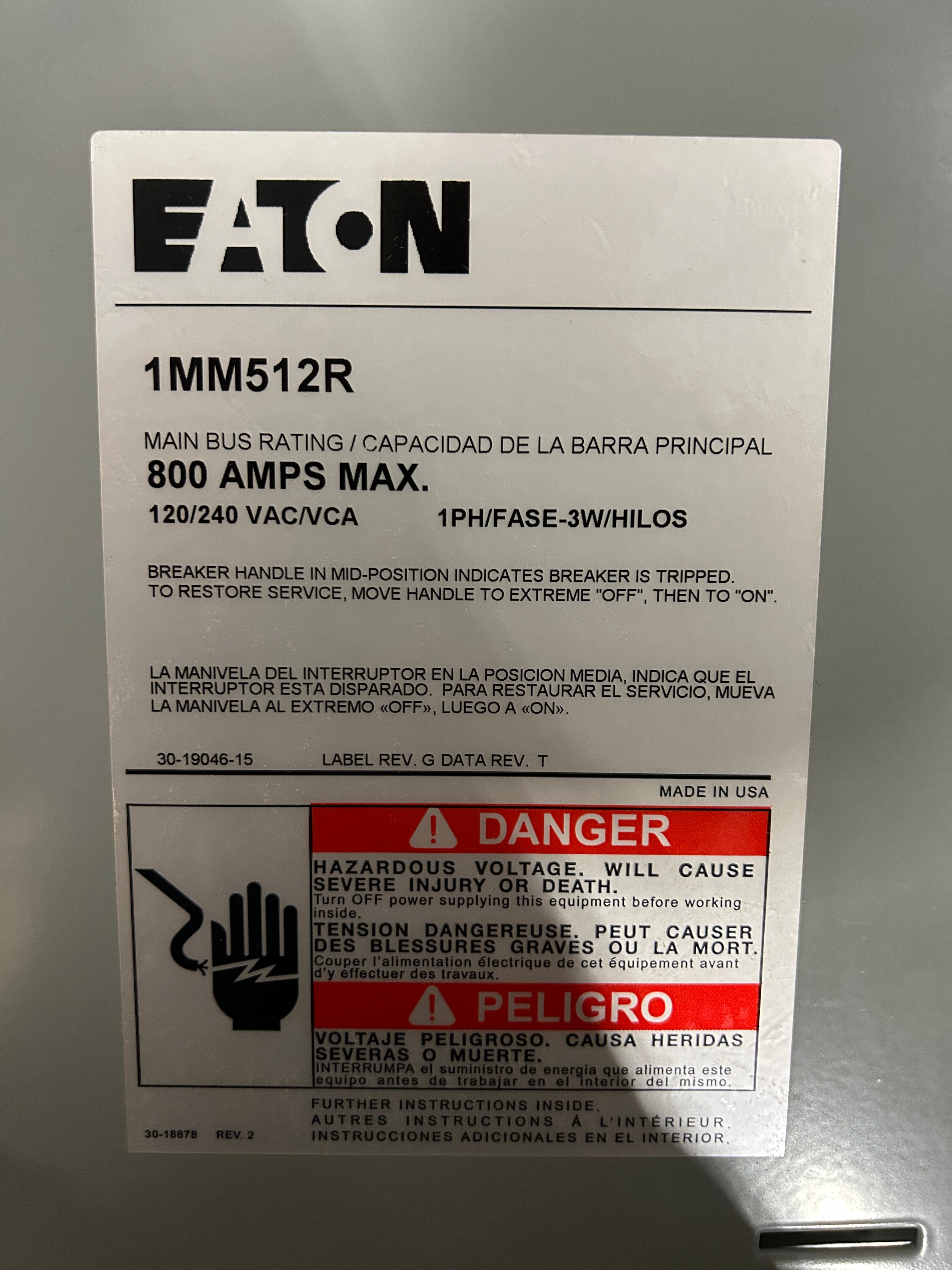 Eaton  1MM512R Single Phase 5-Gang 125A Socket Ringed Meter Stack