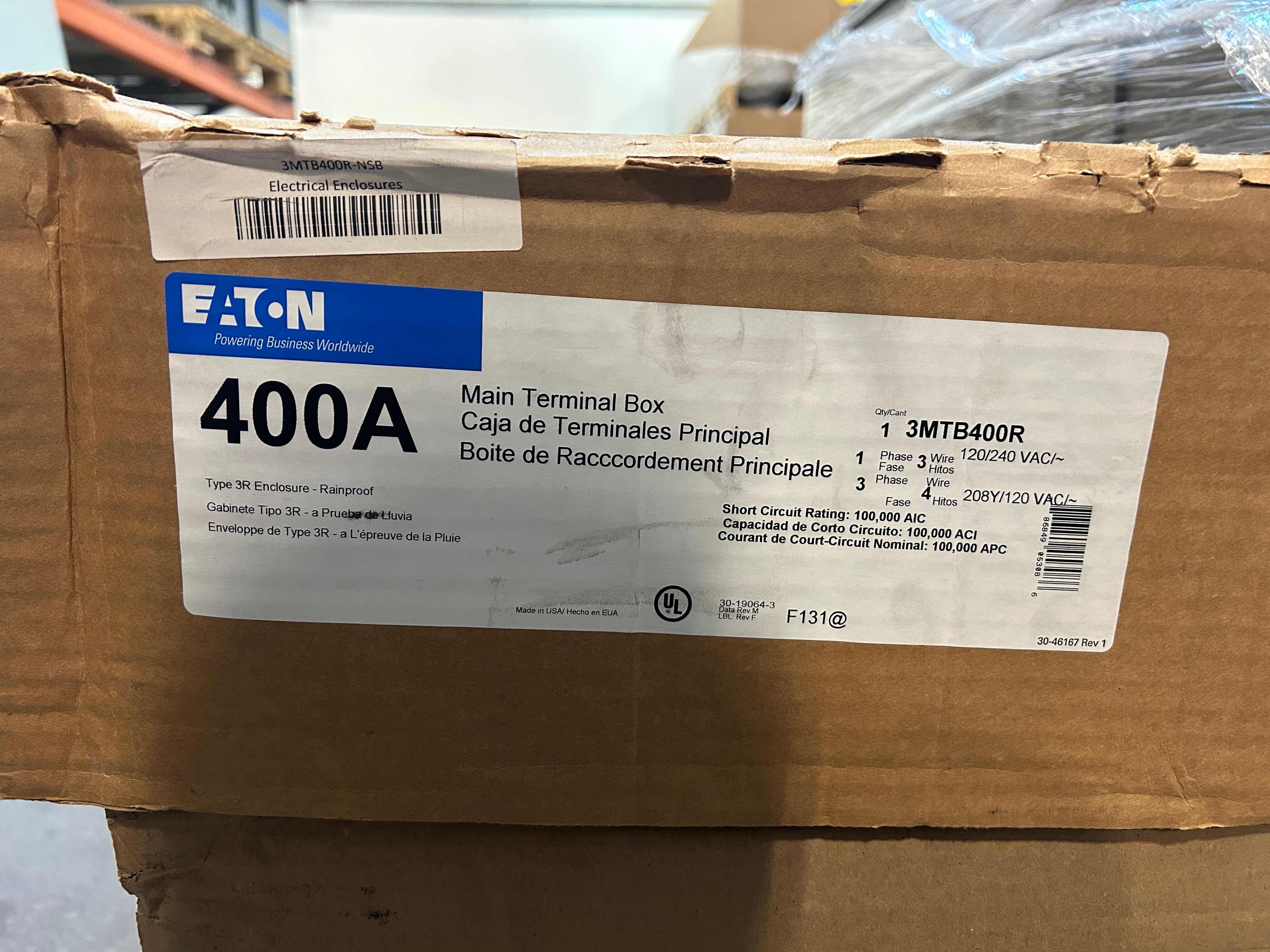 Eaton 3MTB400R 400A Three Phase Main Tap Box