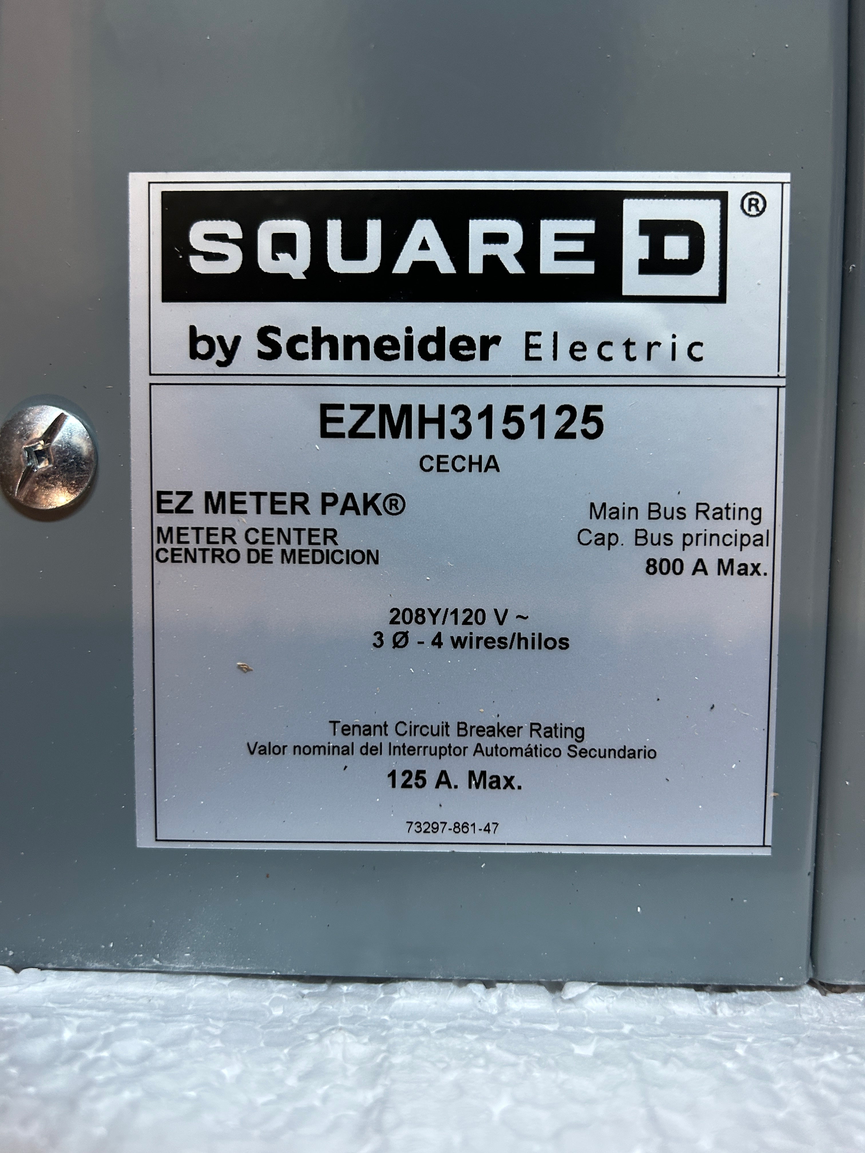 Square D EZMH315125 3PH In / 1PH Out 5 Gang Ringless Horn