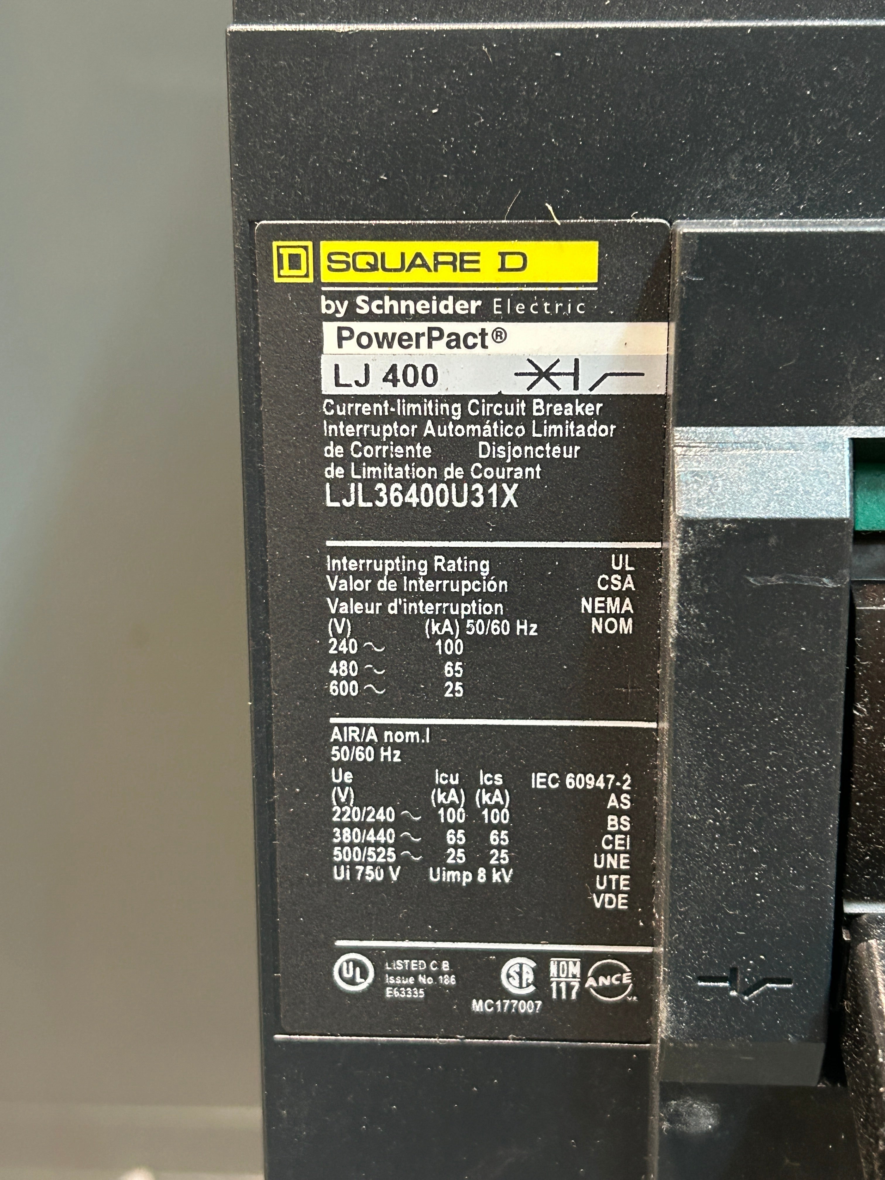 Square D EZML332400 3PH In / 3PH Out 2 Gang Ringless Lever Bypass 400A Factory Installed Breaker at Each Socket Meter Stack