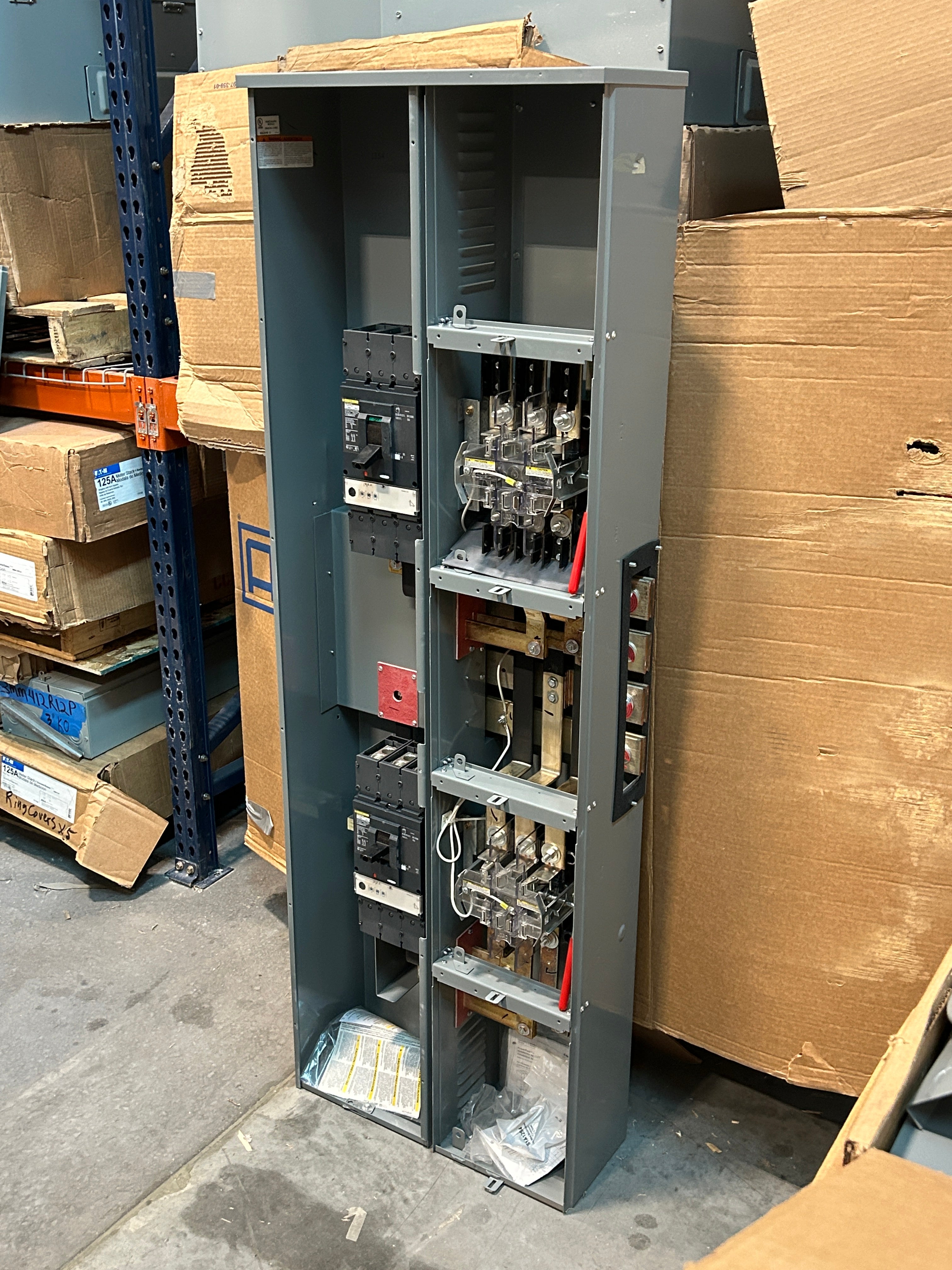 Square D EZML332400 3PH In / 3PH Out 2 Gang Ringless Lever Bypass 400A Factory Installed Breaker at Each Socket Meter Stack