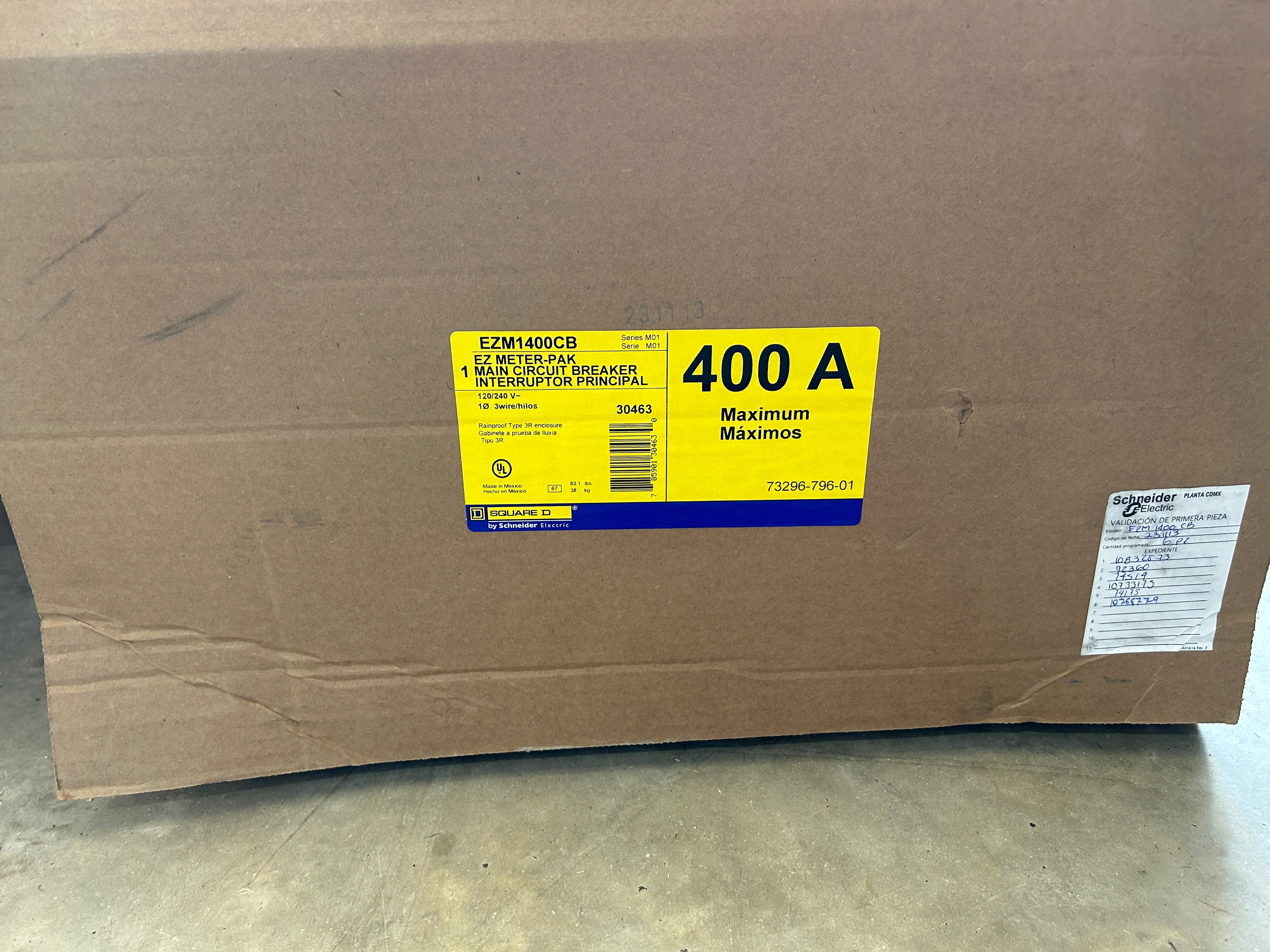 Square D EZM1400CB 400A Main Circuit Breaker Disconnect