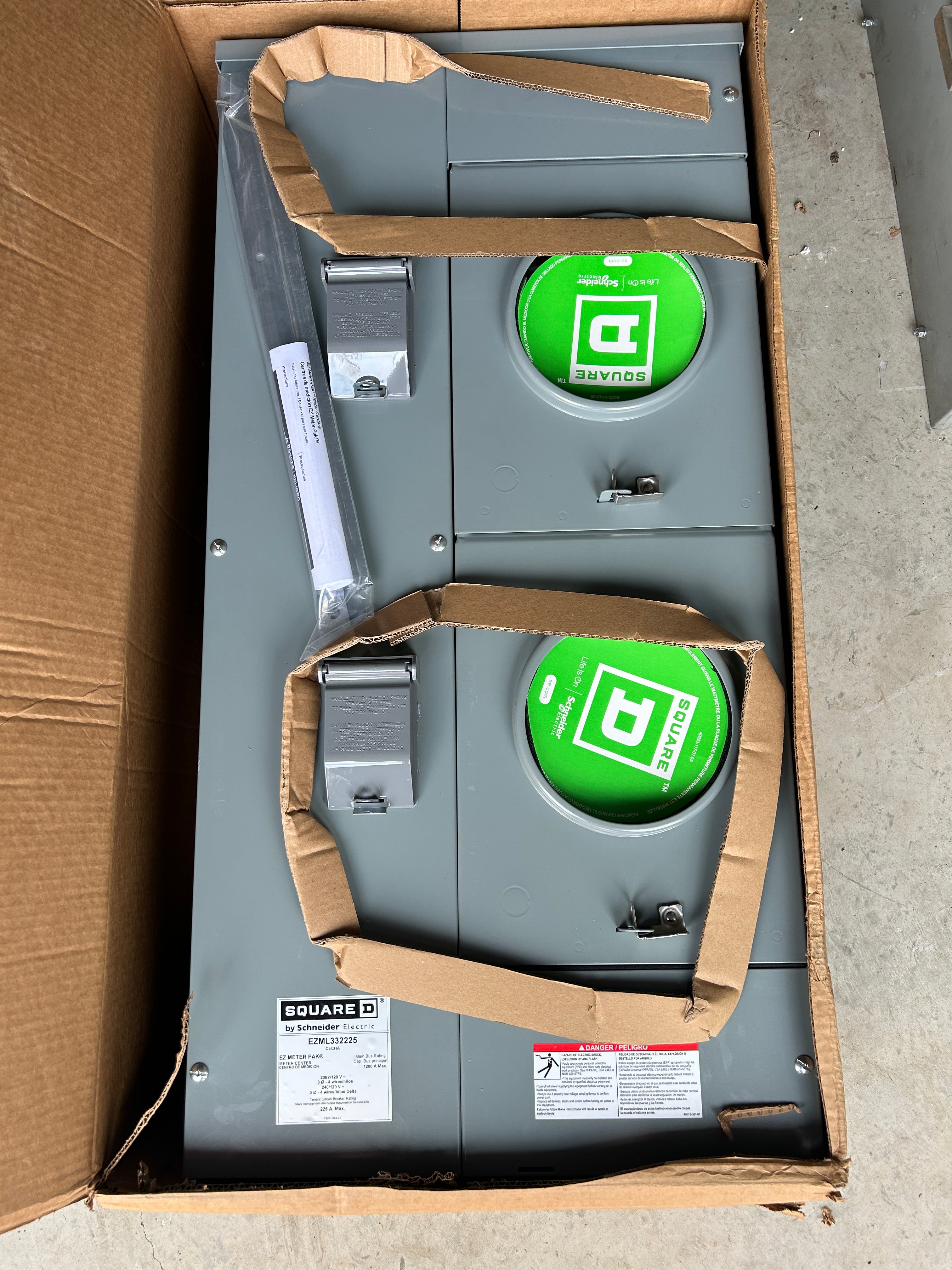 32 Meter Stack Square D EZML332-225 Three Phase Meter Stack