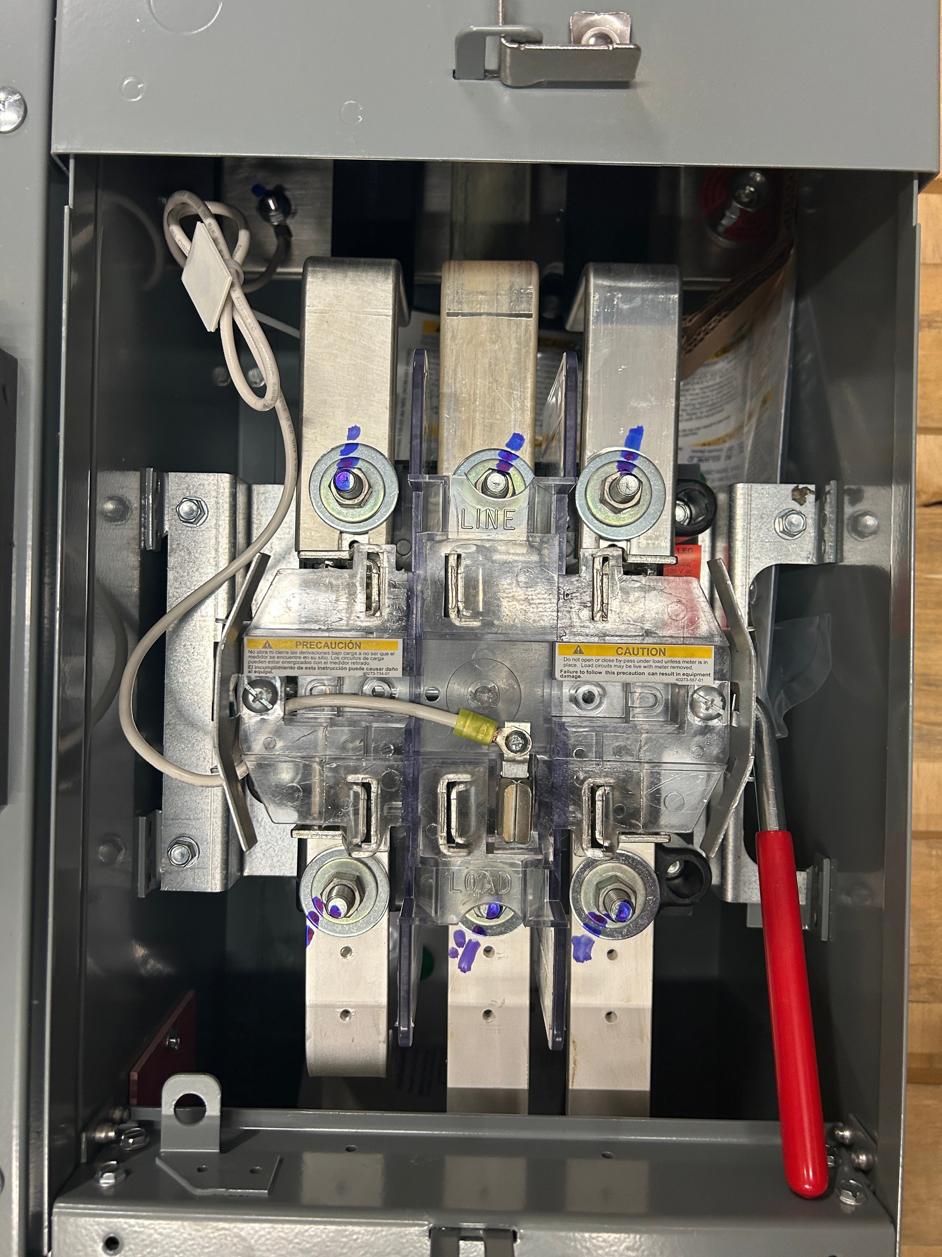 Square D EZML331400 3PH In / 3PH Out 1 Gang Ringless Lever Bypass 400A Factory Installed Breaker at Each Socket Meter Stack