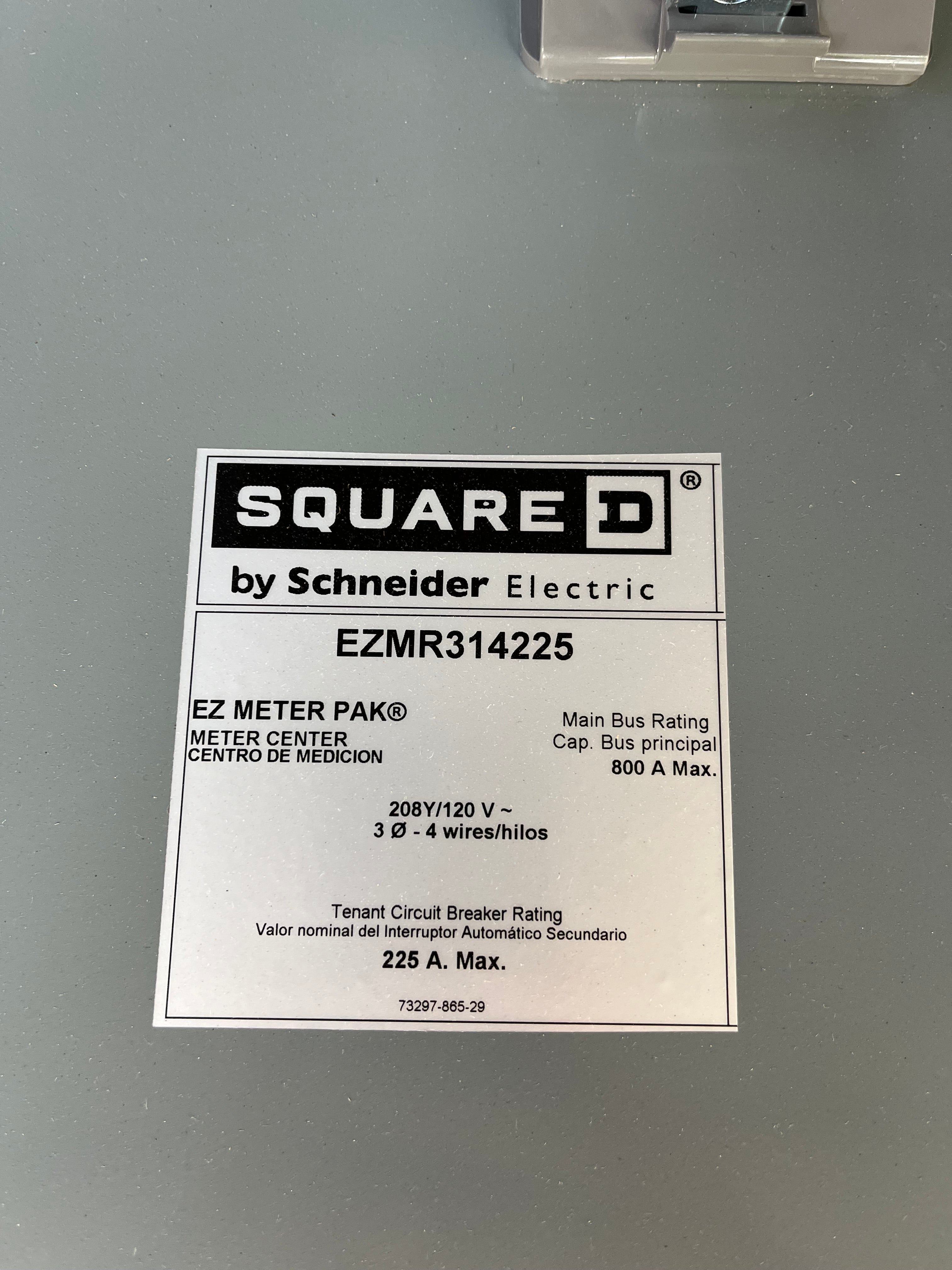 Square D EZMR314225 3PH In / Single Phase Out 225A Ringless 4 Gang Meter Stack