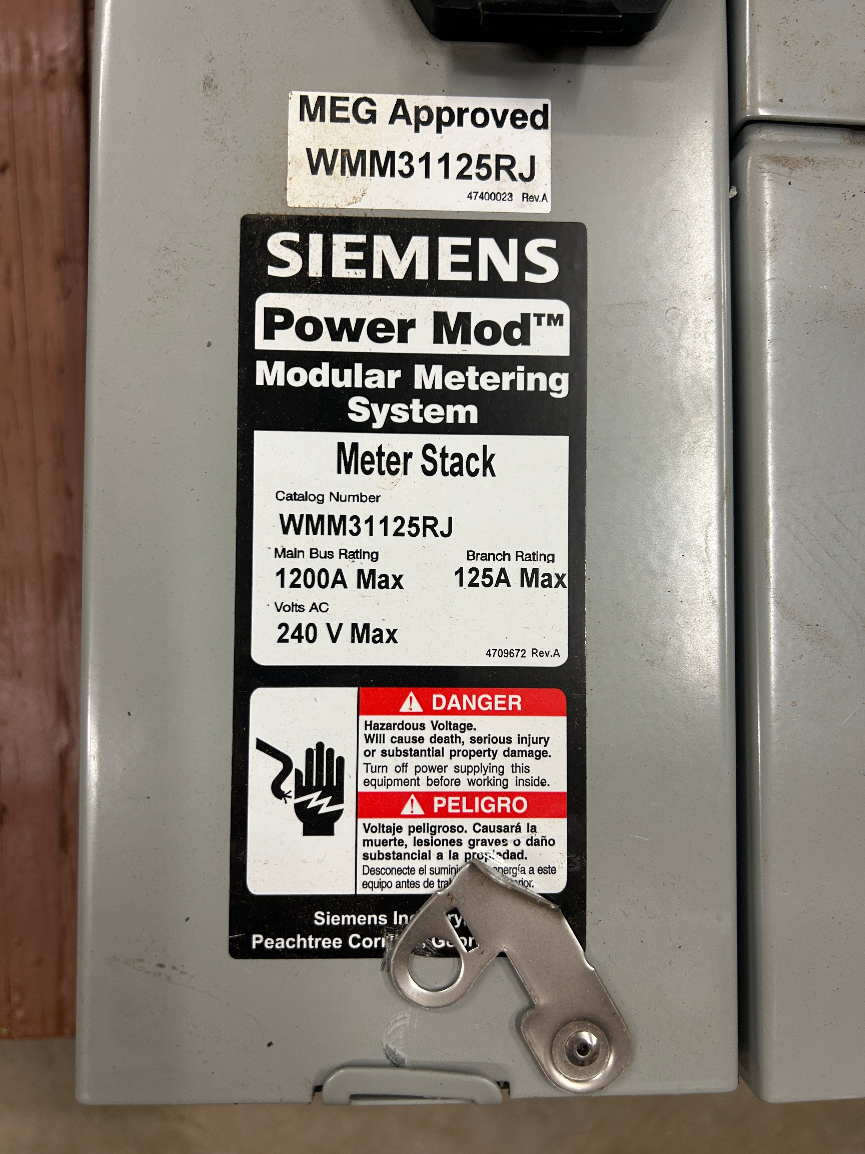 Siemens WMM31125RJ Single Phase Meter Stack